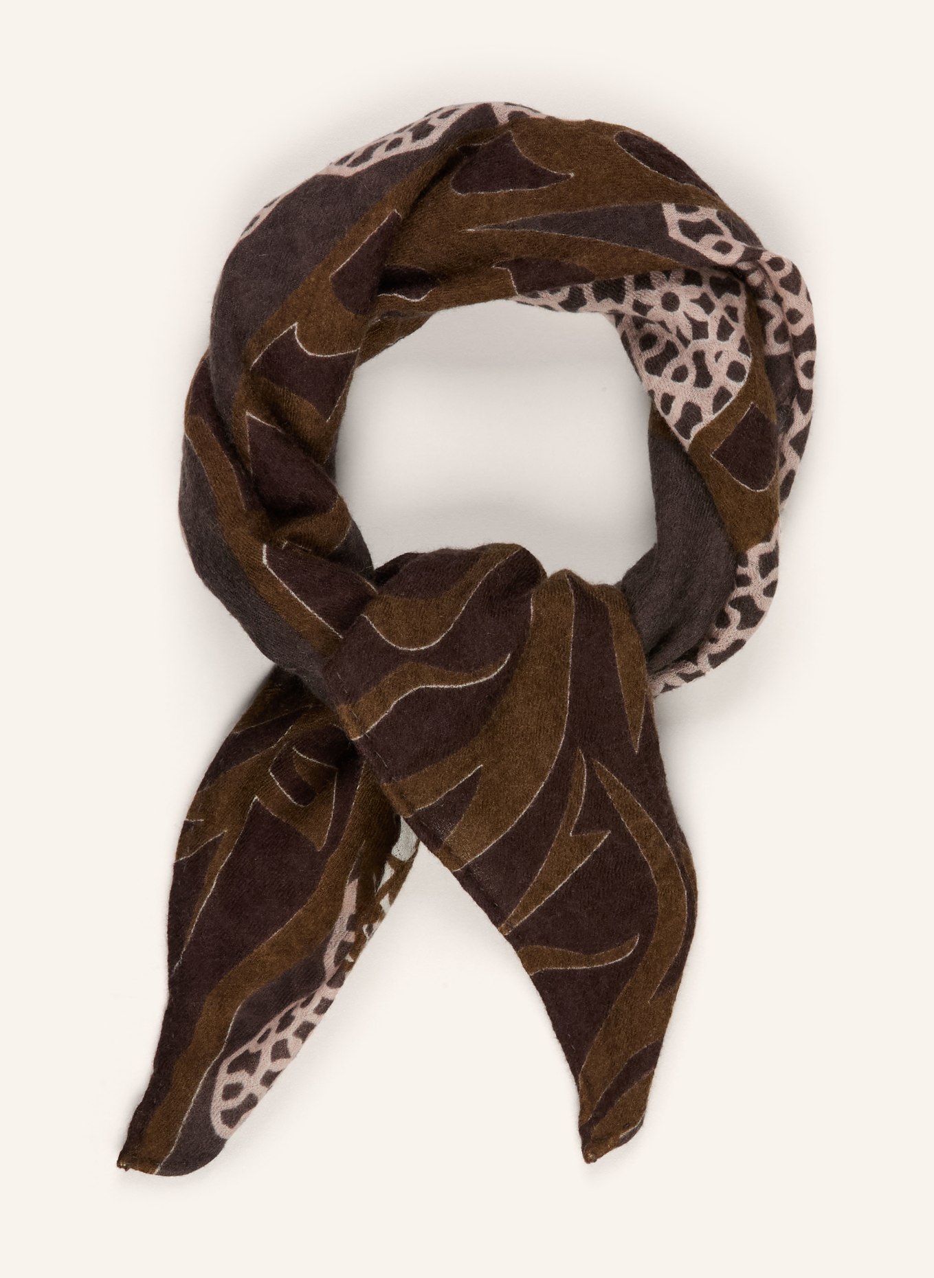 PURSCHOEN Szal z kaszmiru: CZIEMNOSZARY / CIEMNOBRĄZOWY / SZAROBRĄZOWY