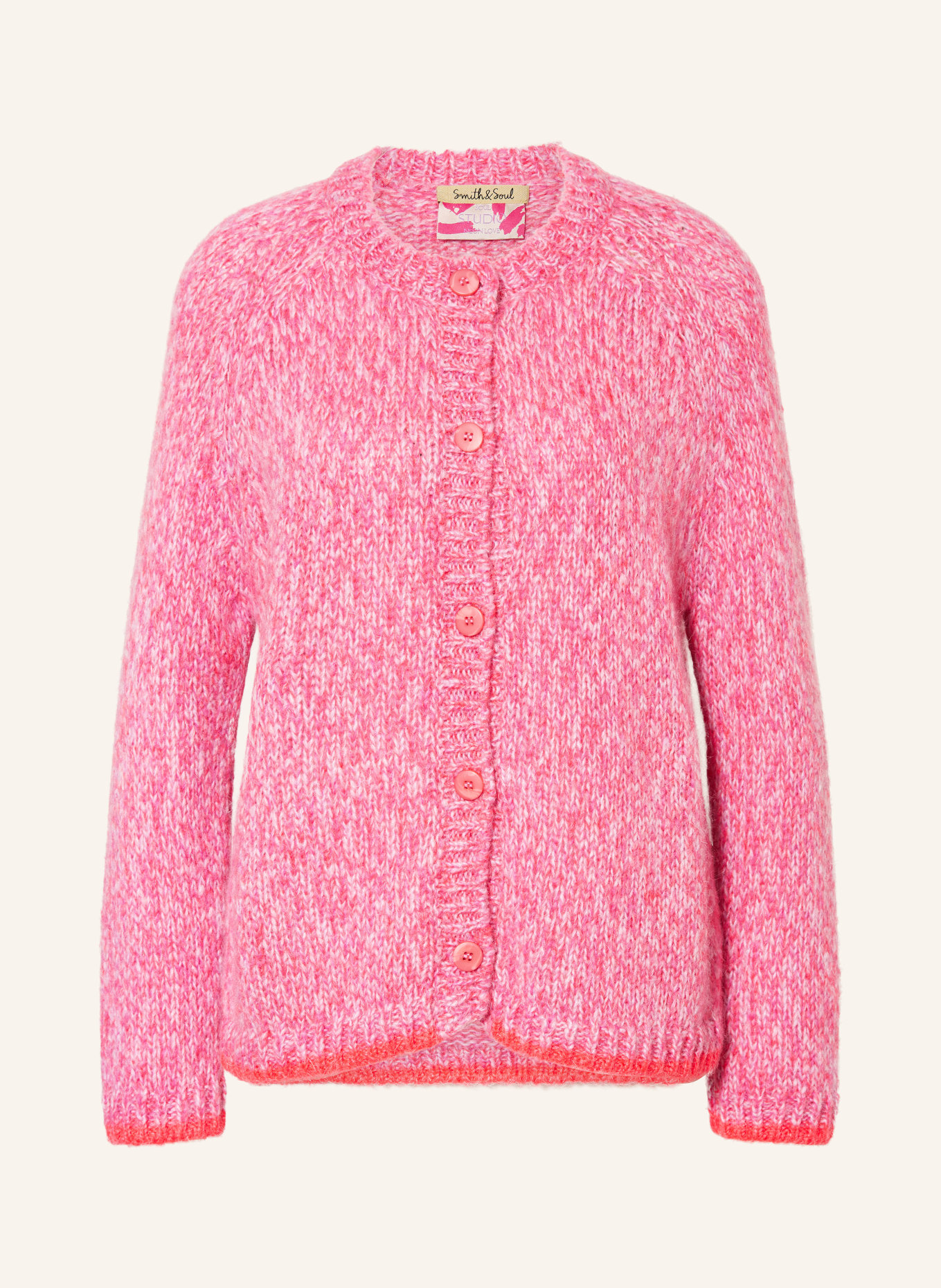 Smith & Soul Strickjacke mit Mohair: PINK / HELLGRAU