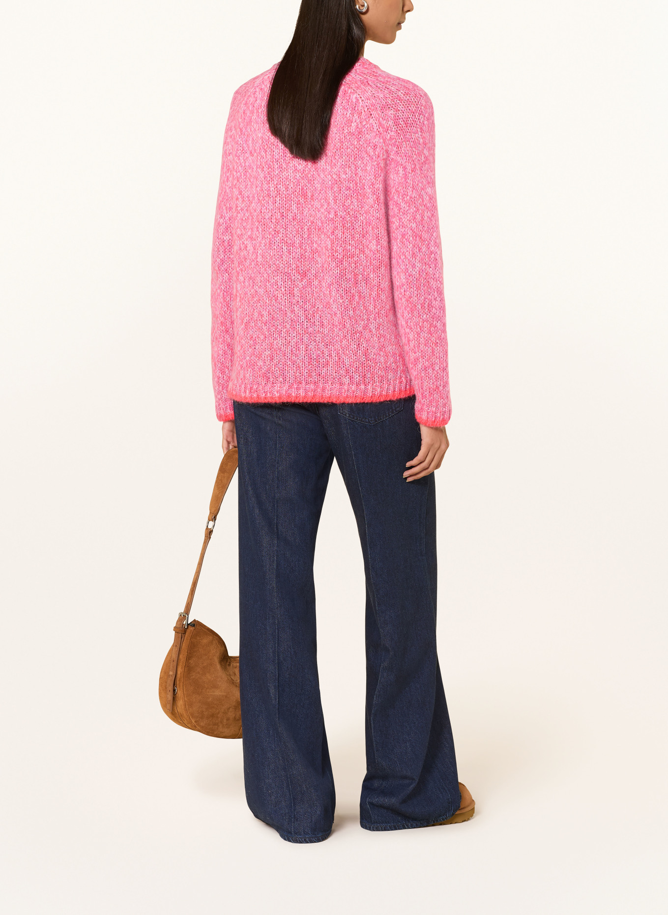 Smith & Soul Strickjacke mit Mohair: PINK / HELLGRAU