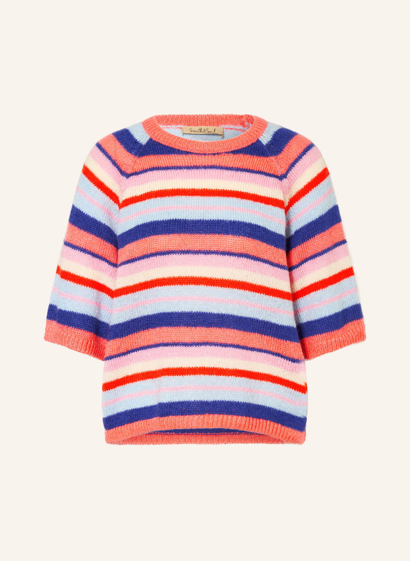 Smith & Soul Strickshirt mit Mohair: ROSA / HELLBLAU / BLAU