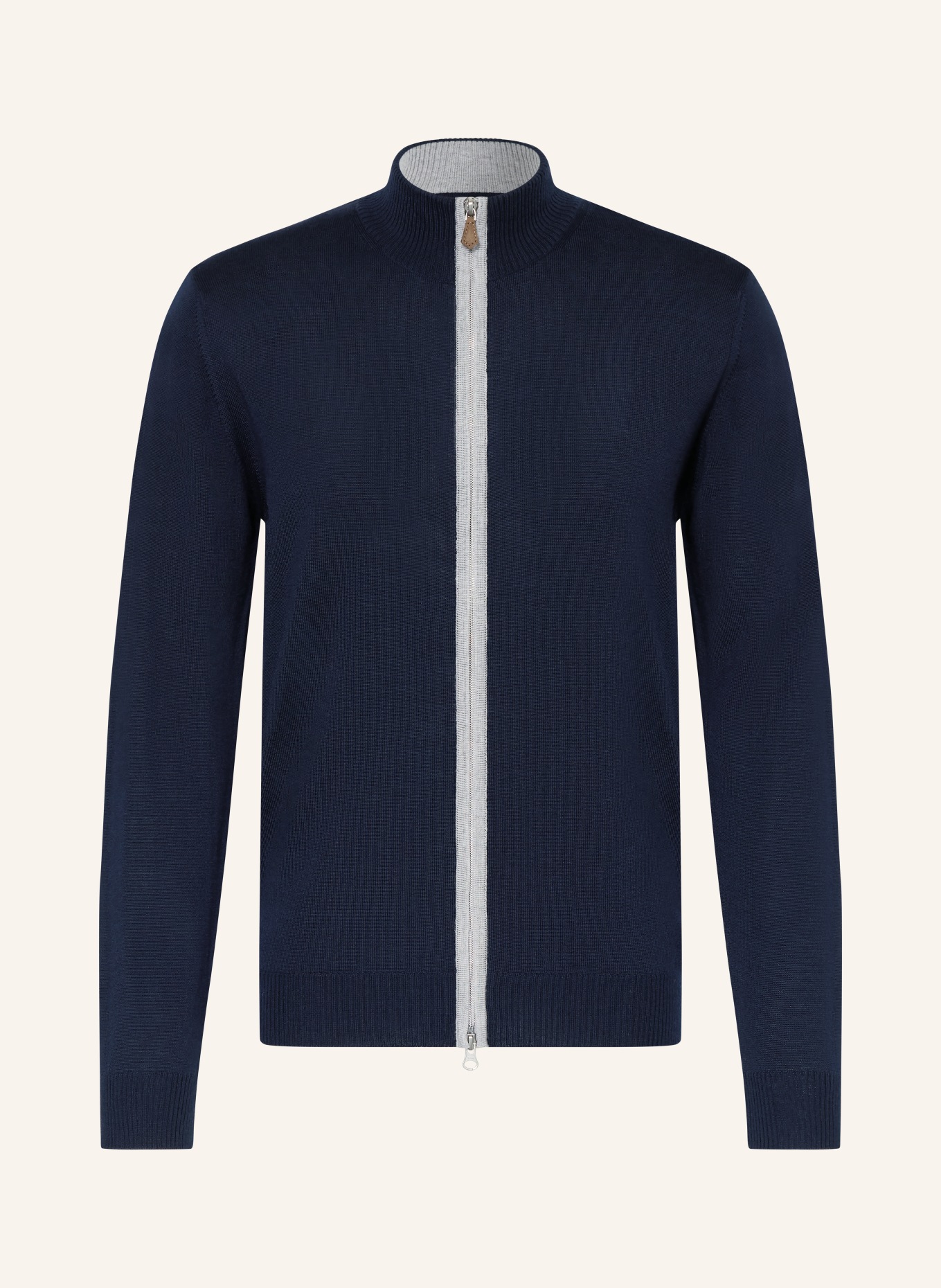 Stenströms Strickjacke aus Merinowolle: DUNKELBLAU / GRAU