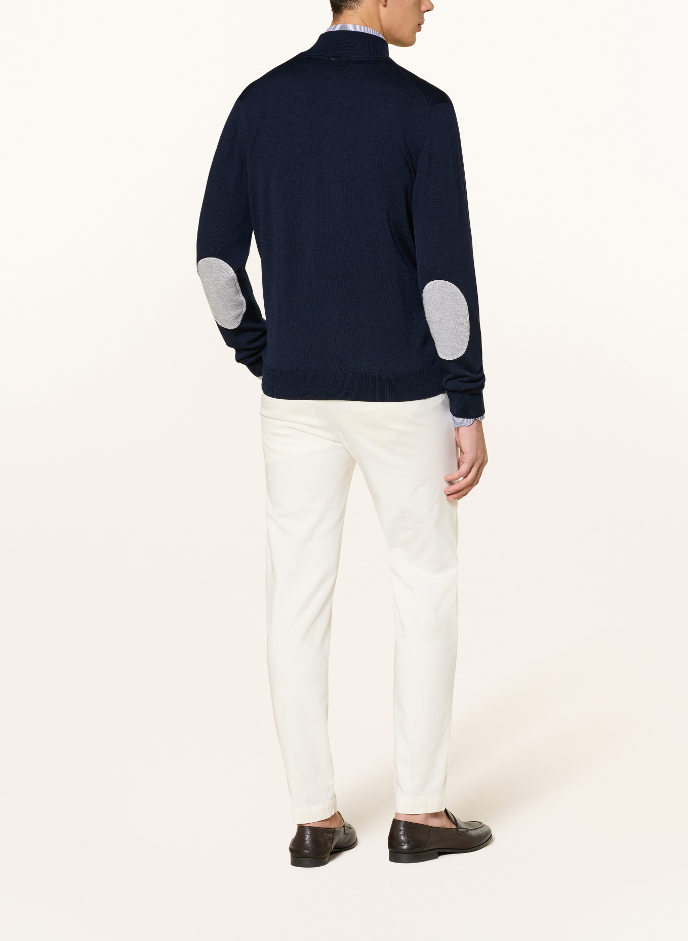 Stenströms Strickjacke aus Merinowolle: DUNKELBLAU / GRAU