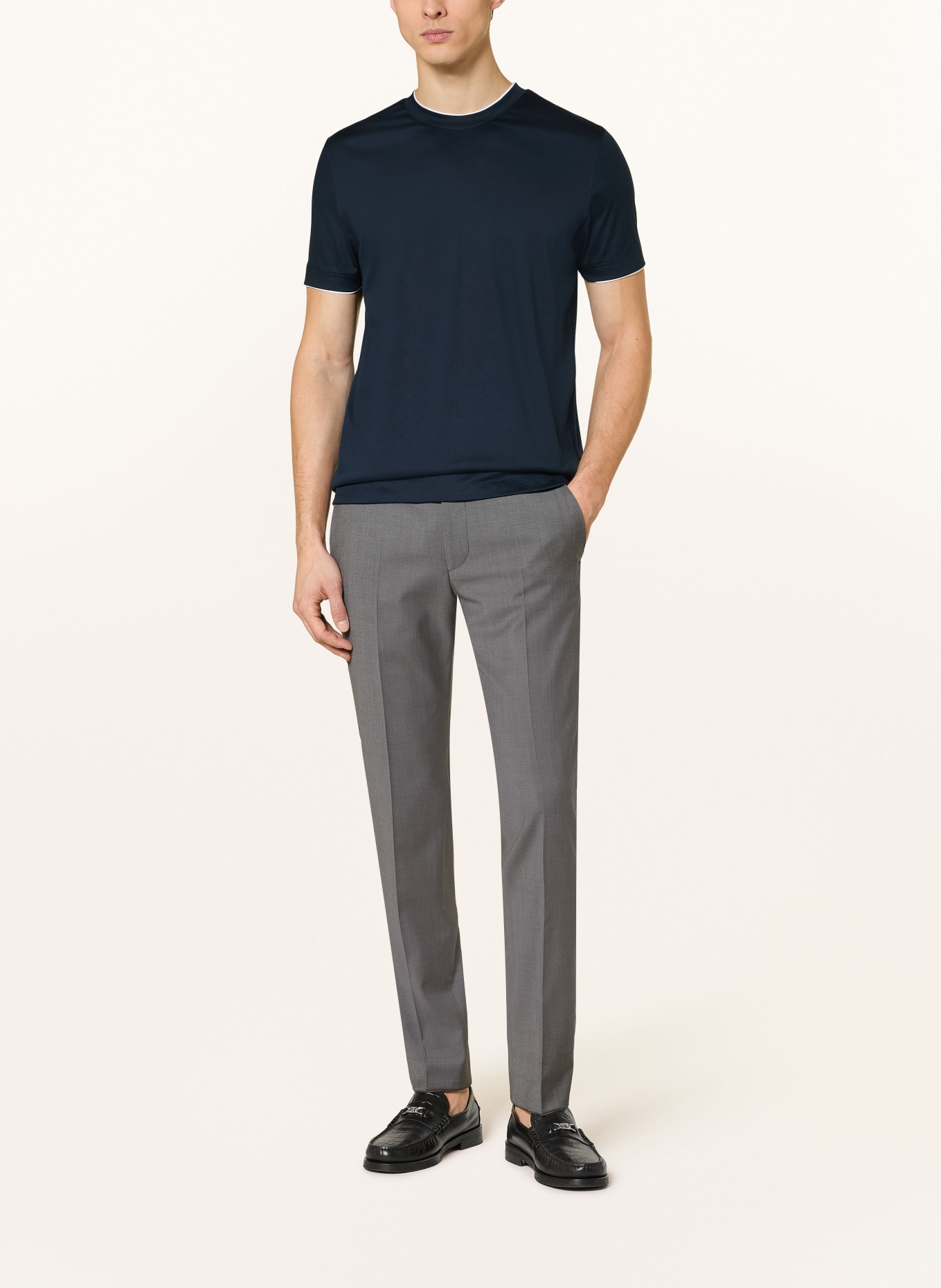 van Laack T-shirt VL-PIOS-F: DARK BLUE / WHITE