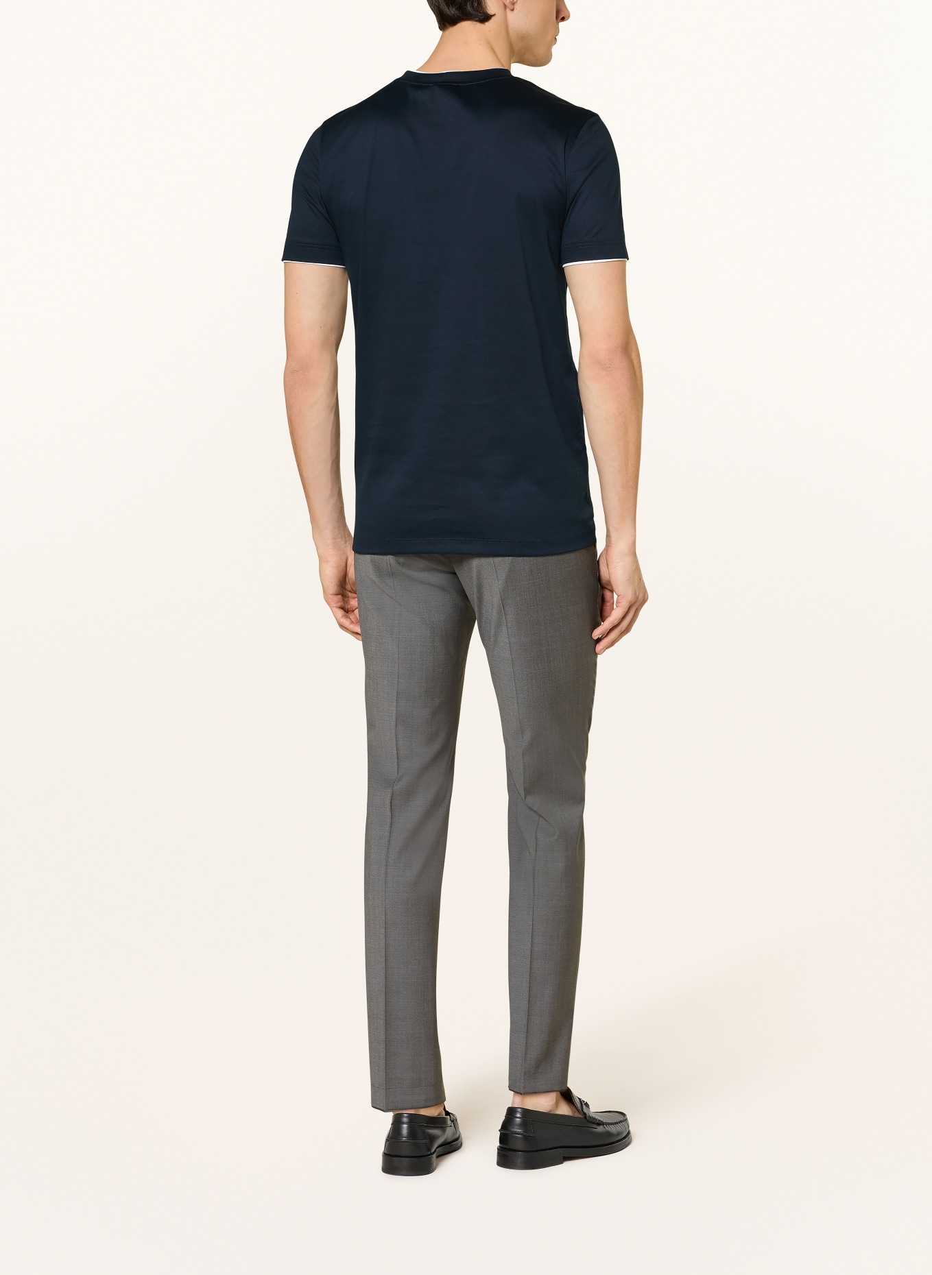 van Laack T-shirt VL-PIOS-F: DARK BLUE / WHITE