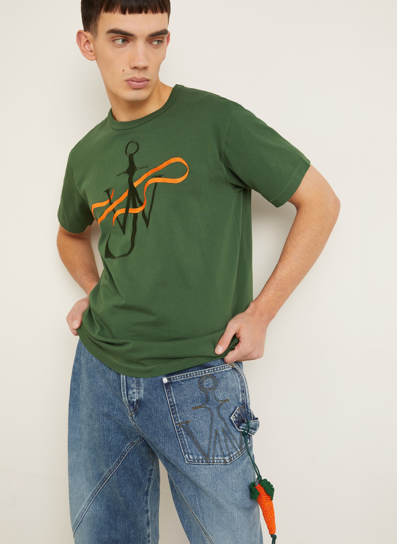 JW ANDERSON T-shirt: GREEN / ORANGE / DARK GREEN