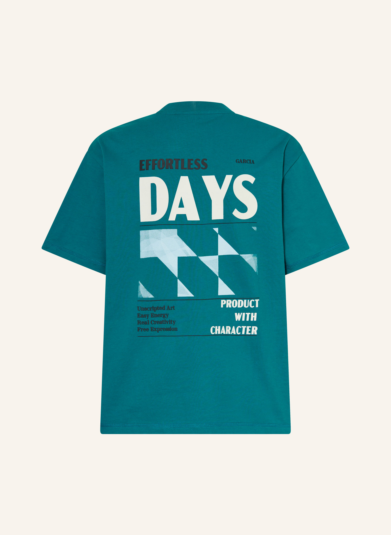 GARCIA T-Shirt: PETROL / CREME / HELLBLAU