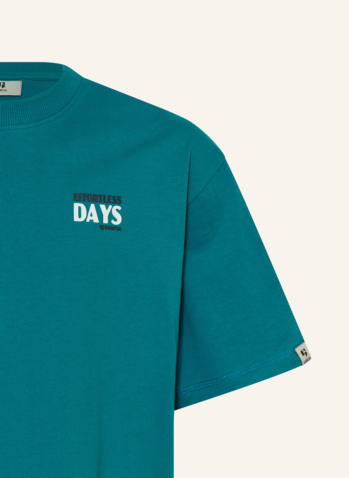 GARCIA T-Shirt: PETROL / CREME / HELLBLAU