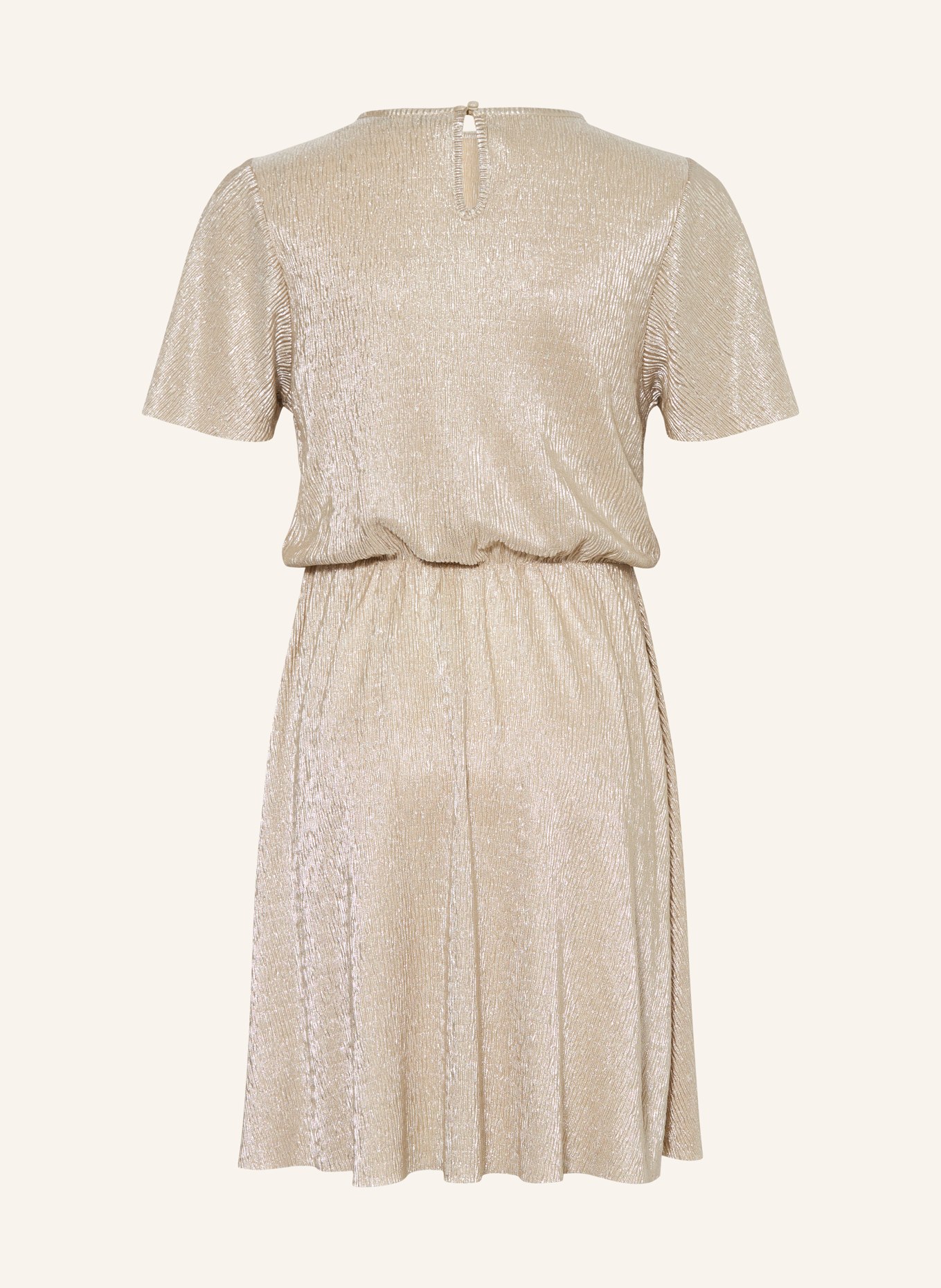 GARCIA Plisseekleid mit Glitzergarn: BEIGE / SILBER