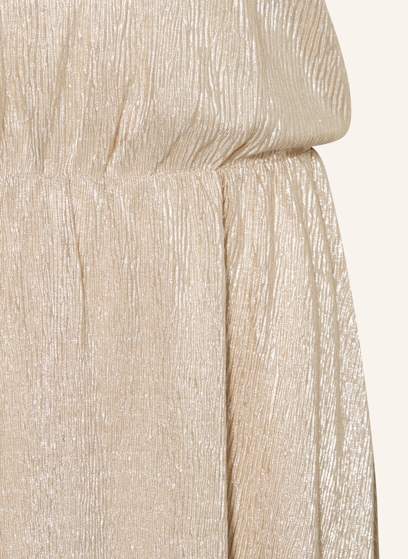 GARCIA Plisseekleid mit Glitzergarn: BEIGE / SILBER