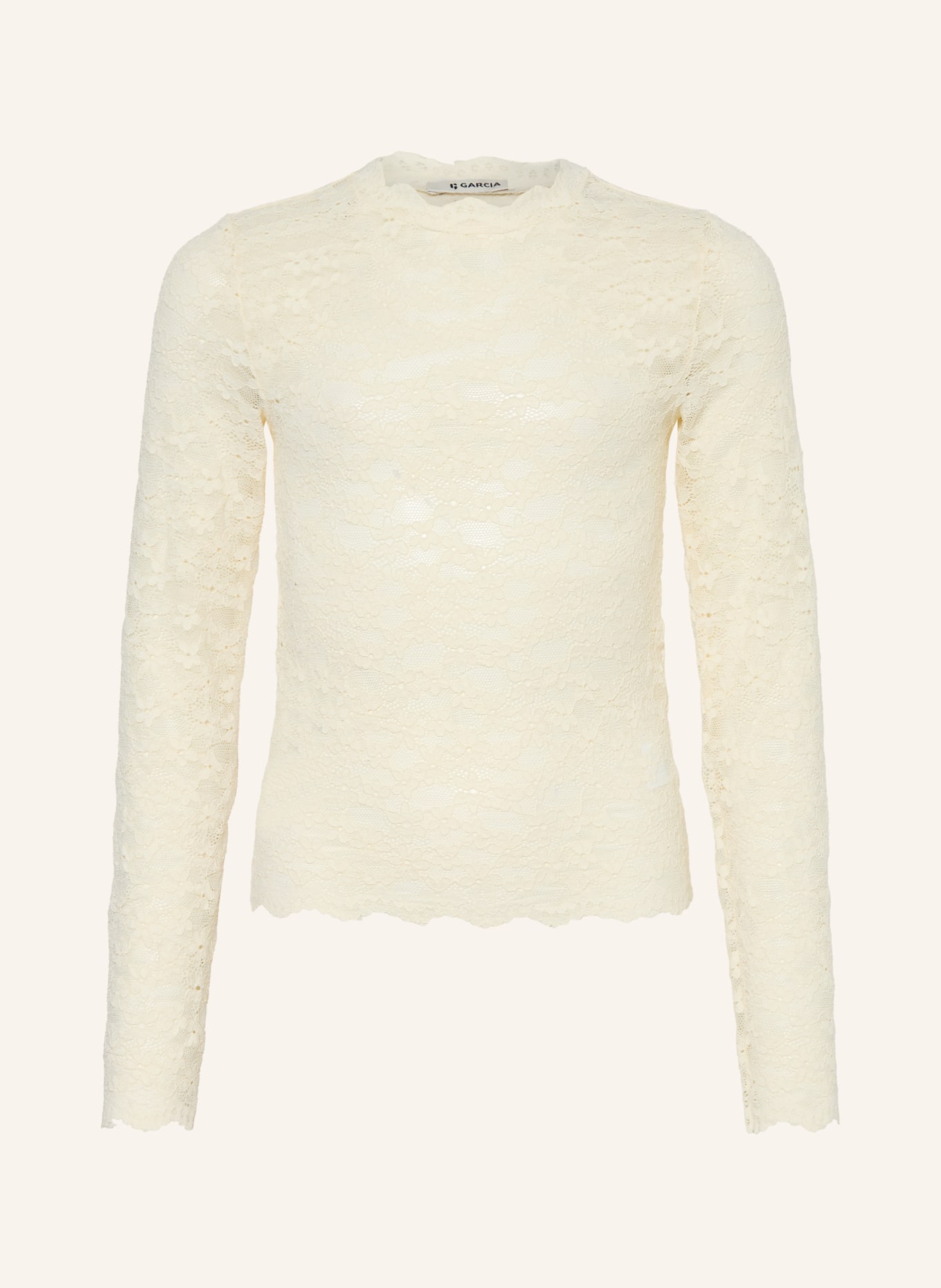 GARCIA Longsleeve aus Spitze: CREME
