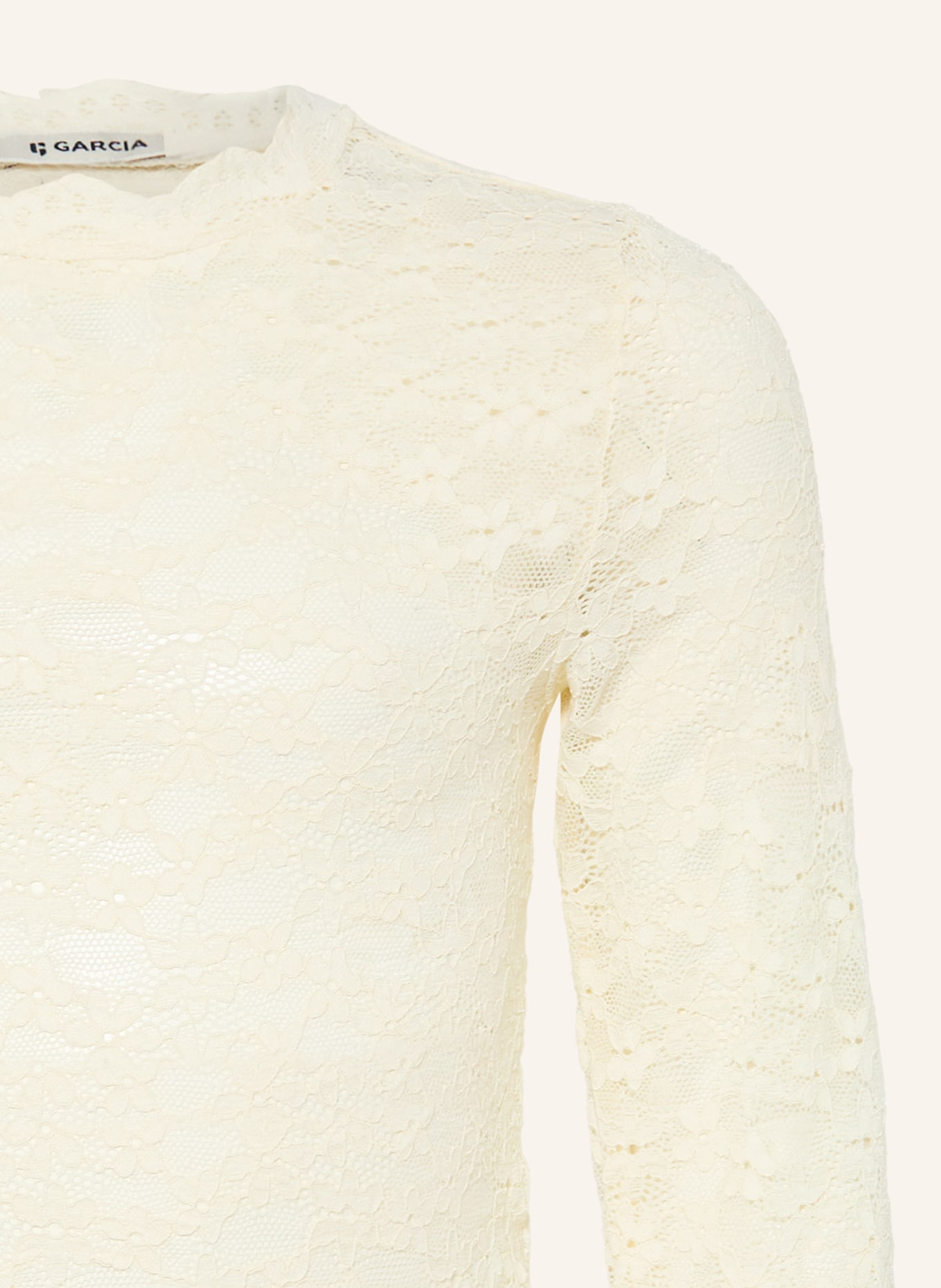GARCIA Longsleeve aus Spitze: CREME
