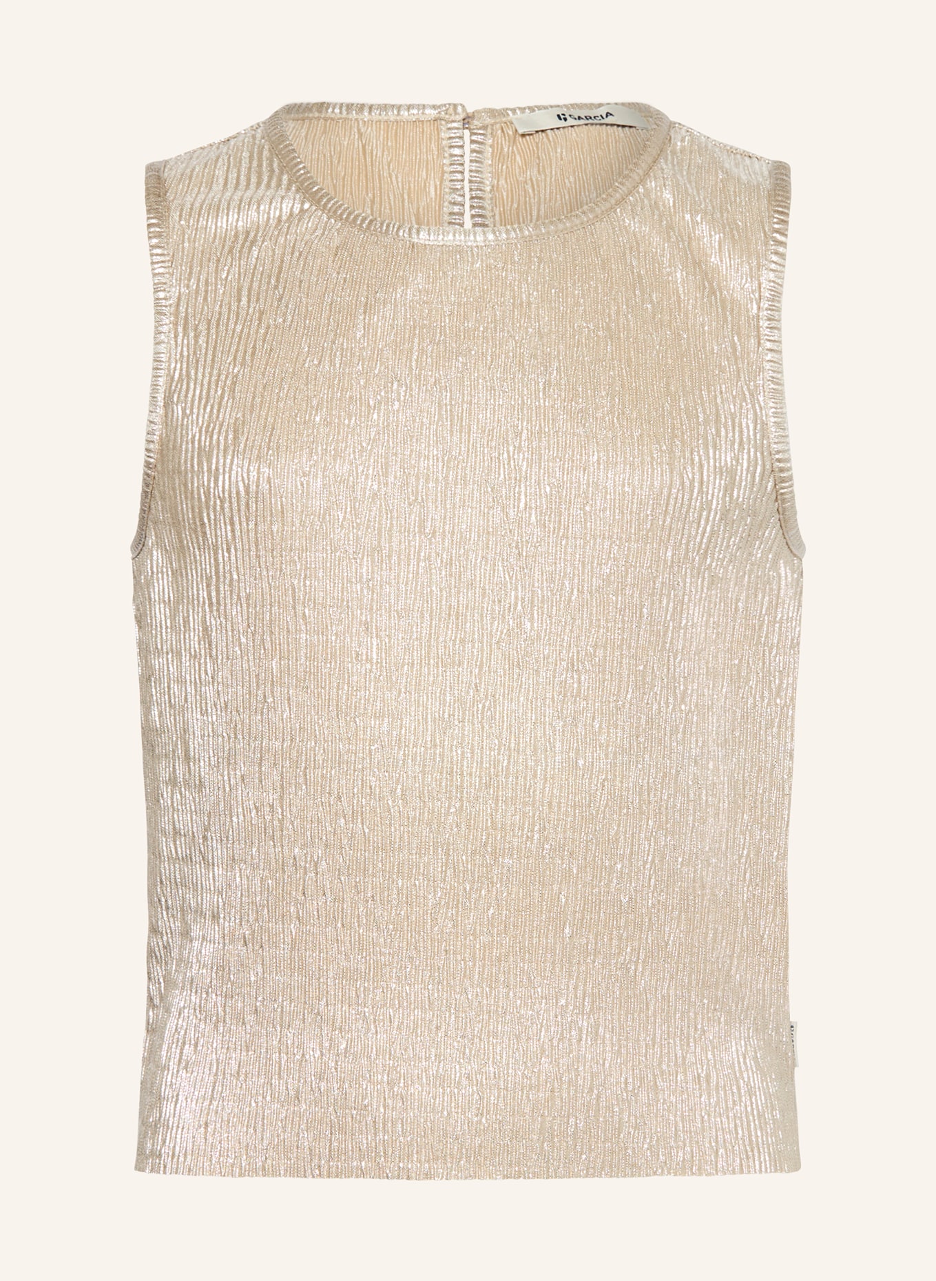 GARCIA Top mit Glitzergarn: BEIGE / SILBER