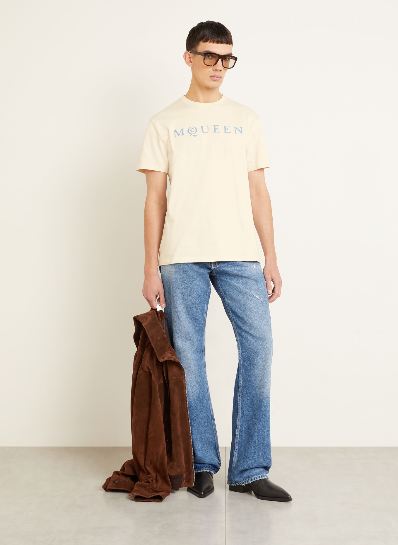 McQUEEN T-shirt: BEIGE