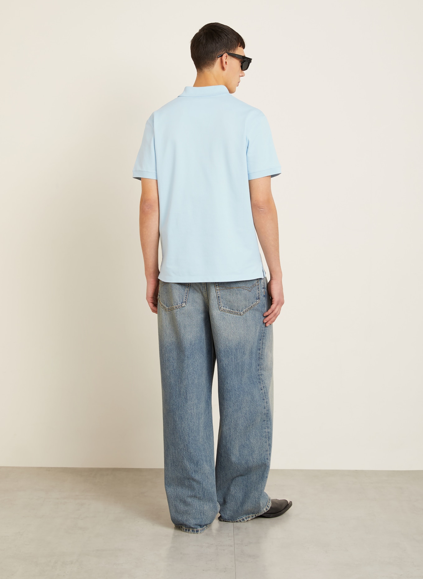 McQUEEN piqué polo shirt: LIGHT BLUE