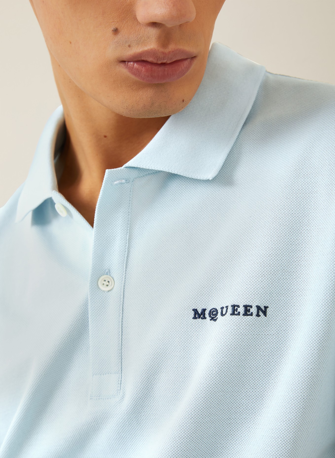 McQUEEN piqué polo shirt: LIGHT BLUE