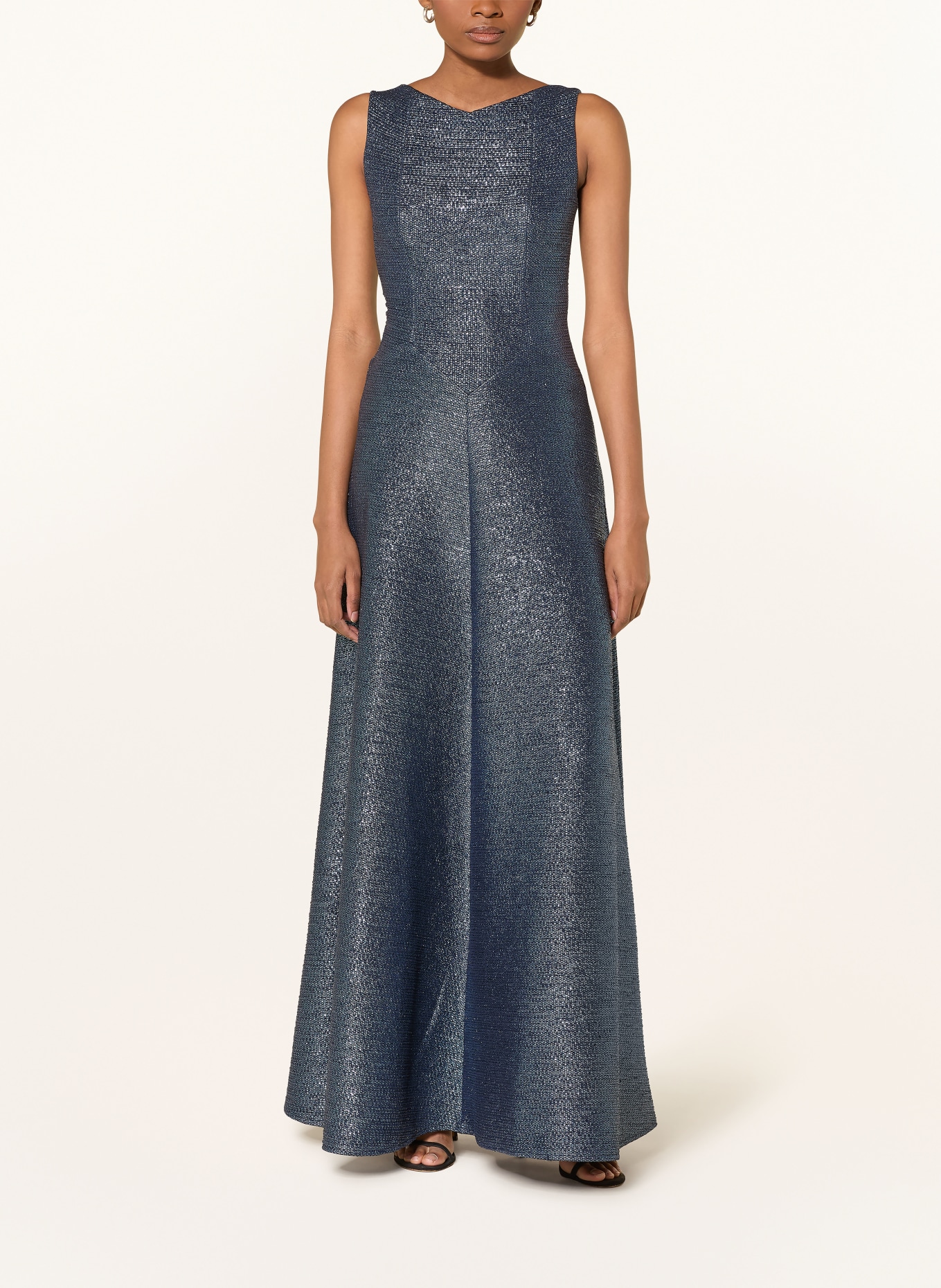 SWING Evening gown with sequins: DARK BLUE / BLACK