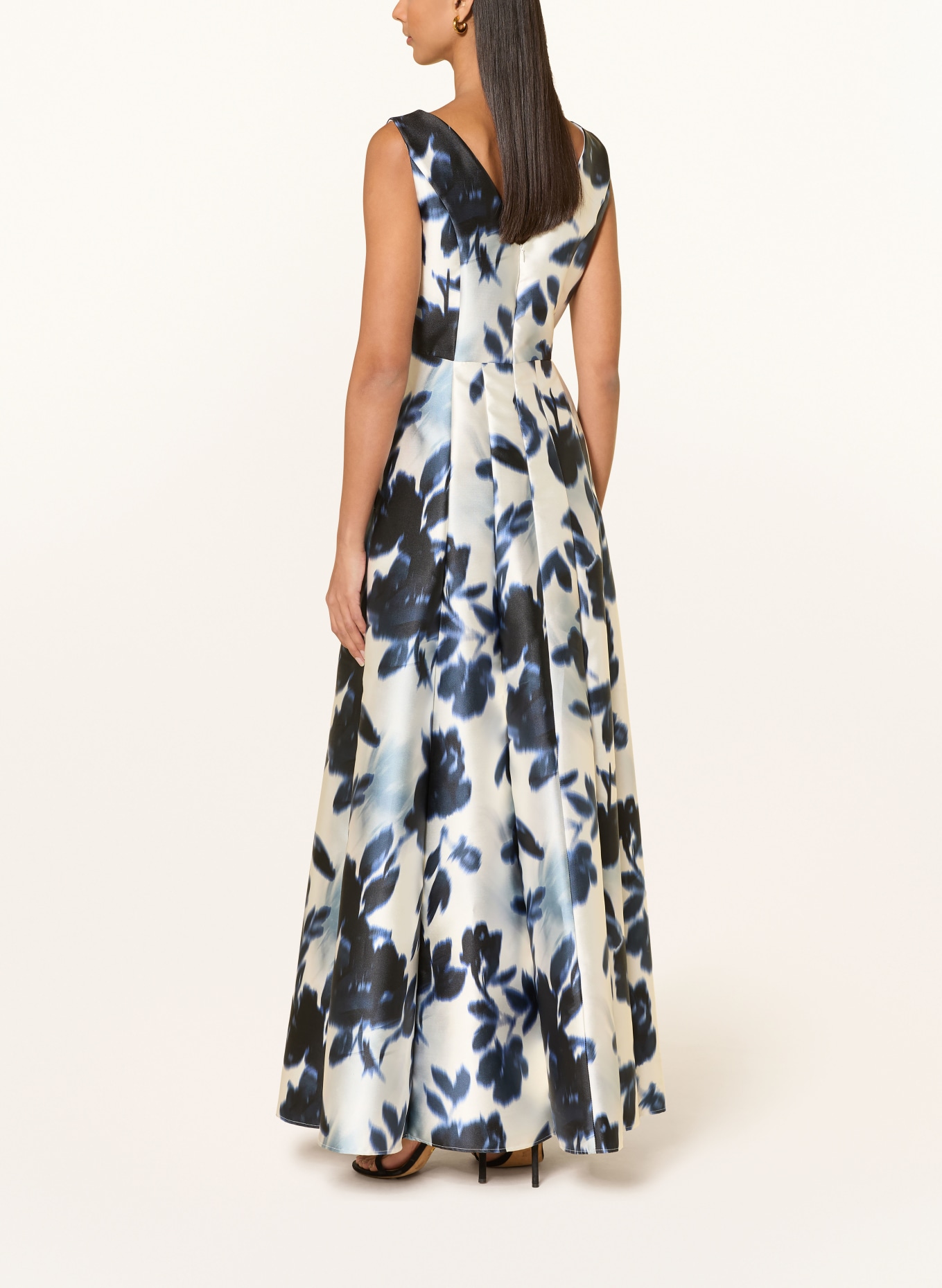 SWING evening gown: WHITE / DARK BLUE