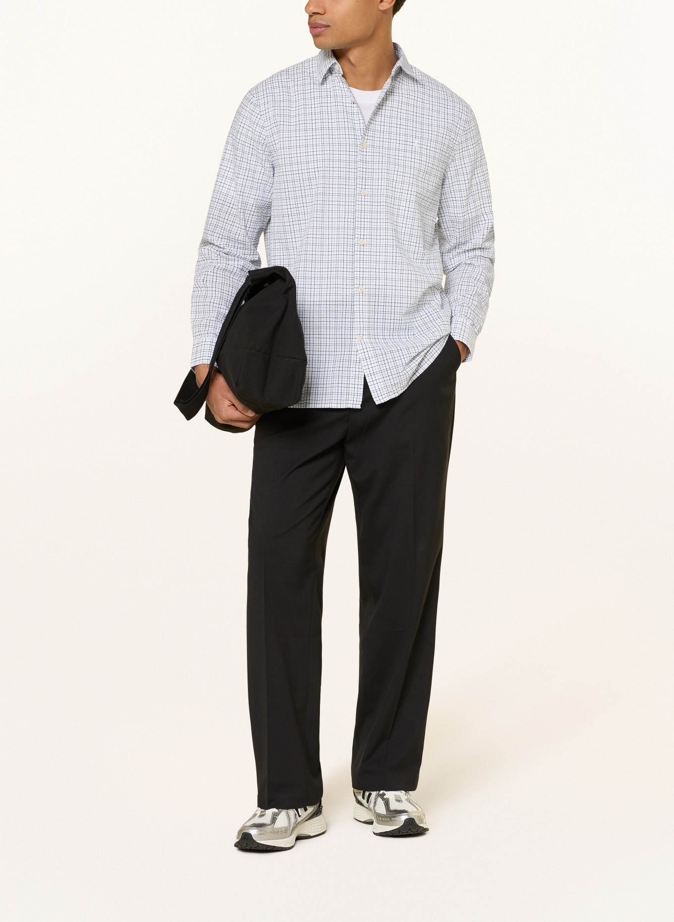 ARMEDANGELS Hemd Comfort Fit: WEISS / DUNKELBLAU