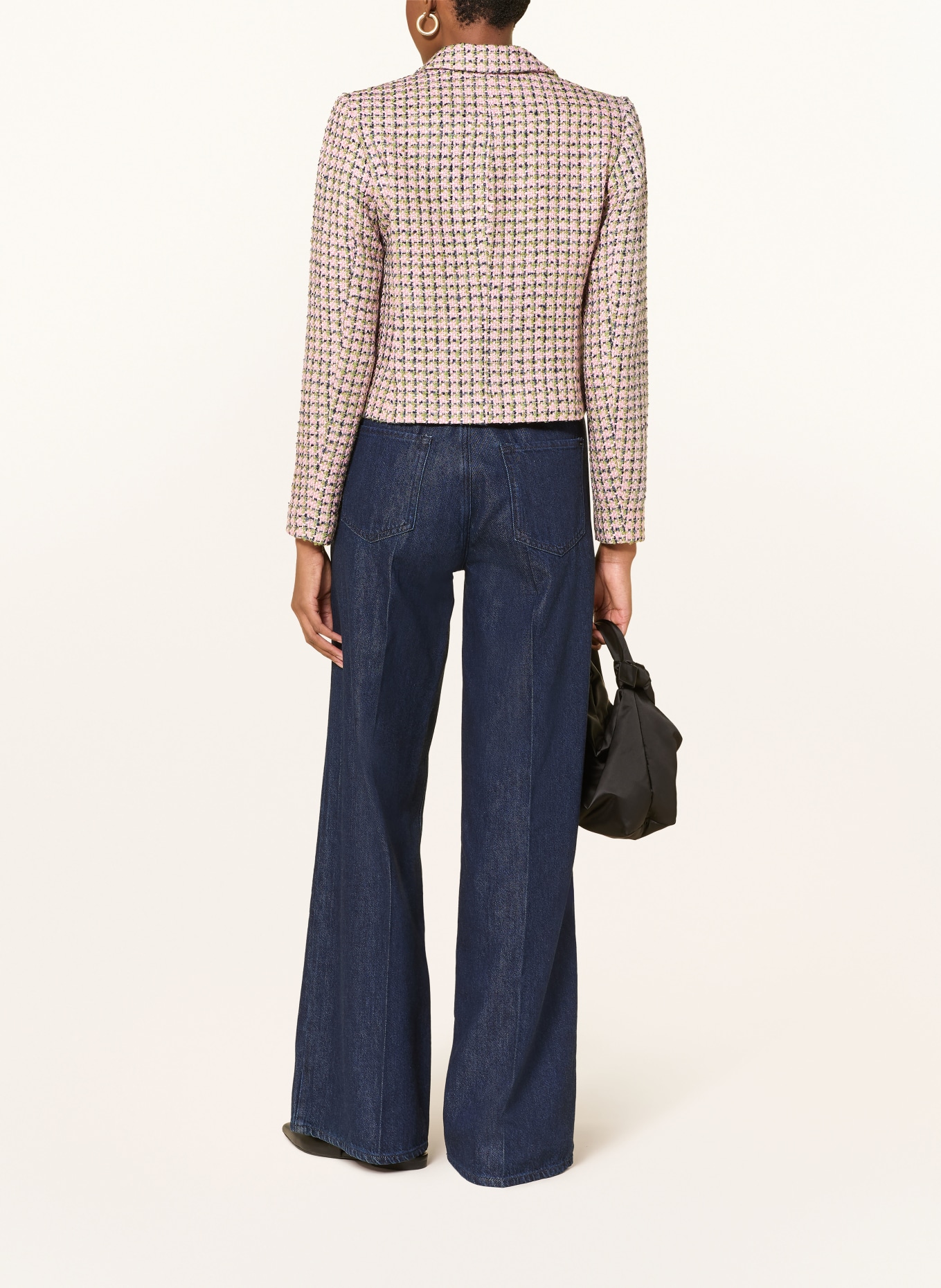 MORE & MORE Bouclé sako: RŮŽOVÁ / SVĚTLE ZELENÁ / TMAVĚ MODRÁ