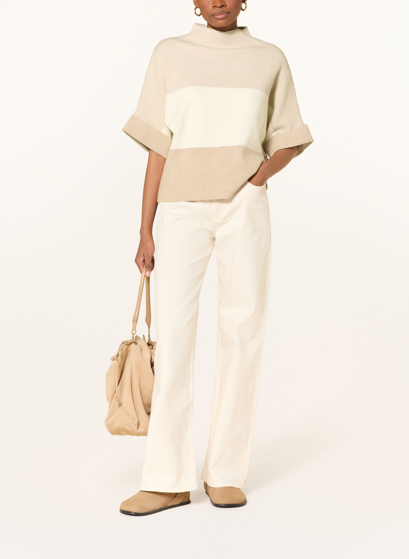 MORE & MORE Strickshirt: HELLBRAUN / CREME