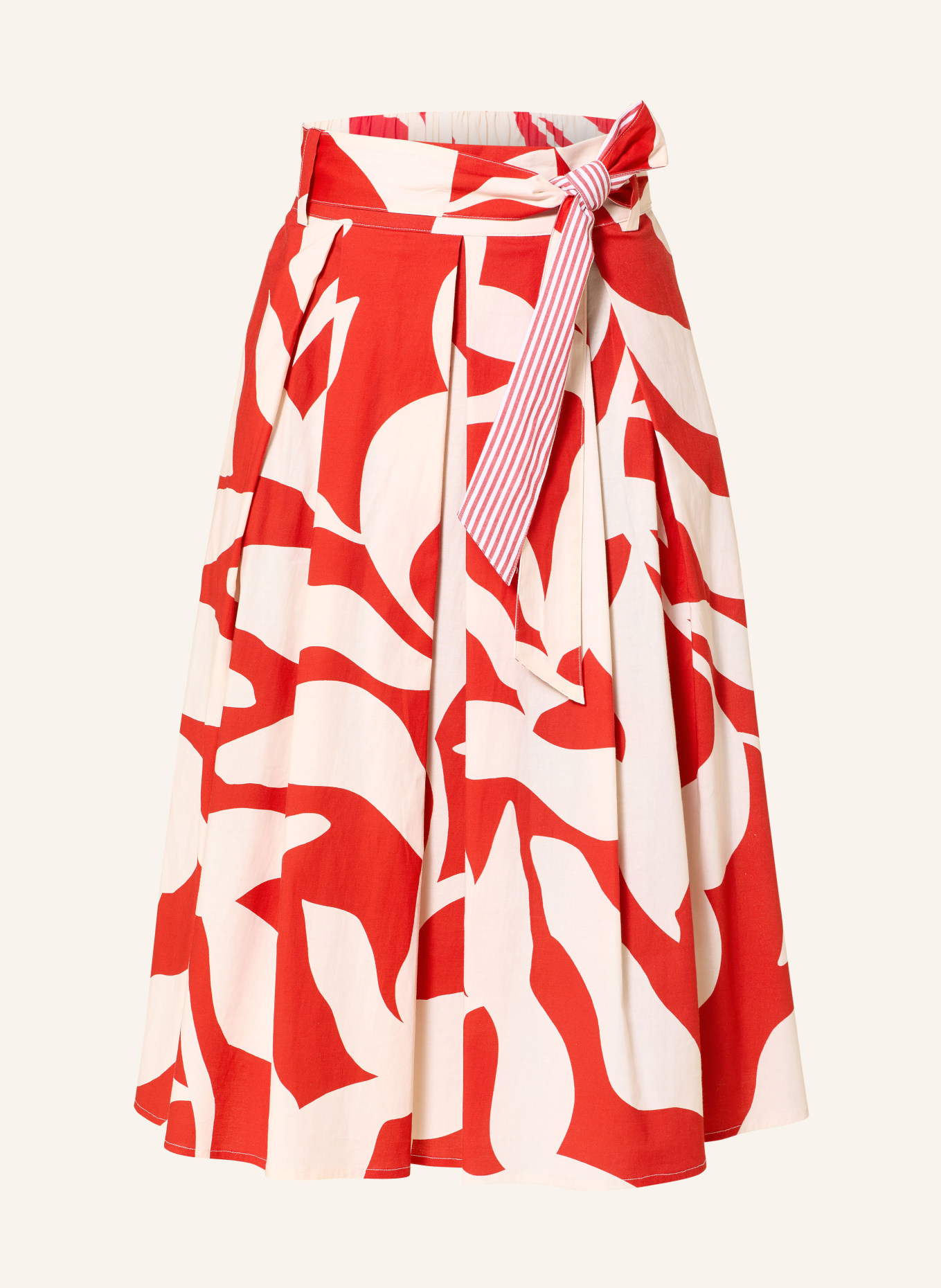 MORE & MORE Faltenrock: ROT / CREME