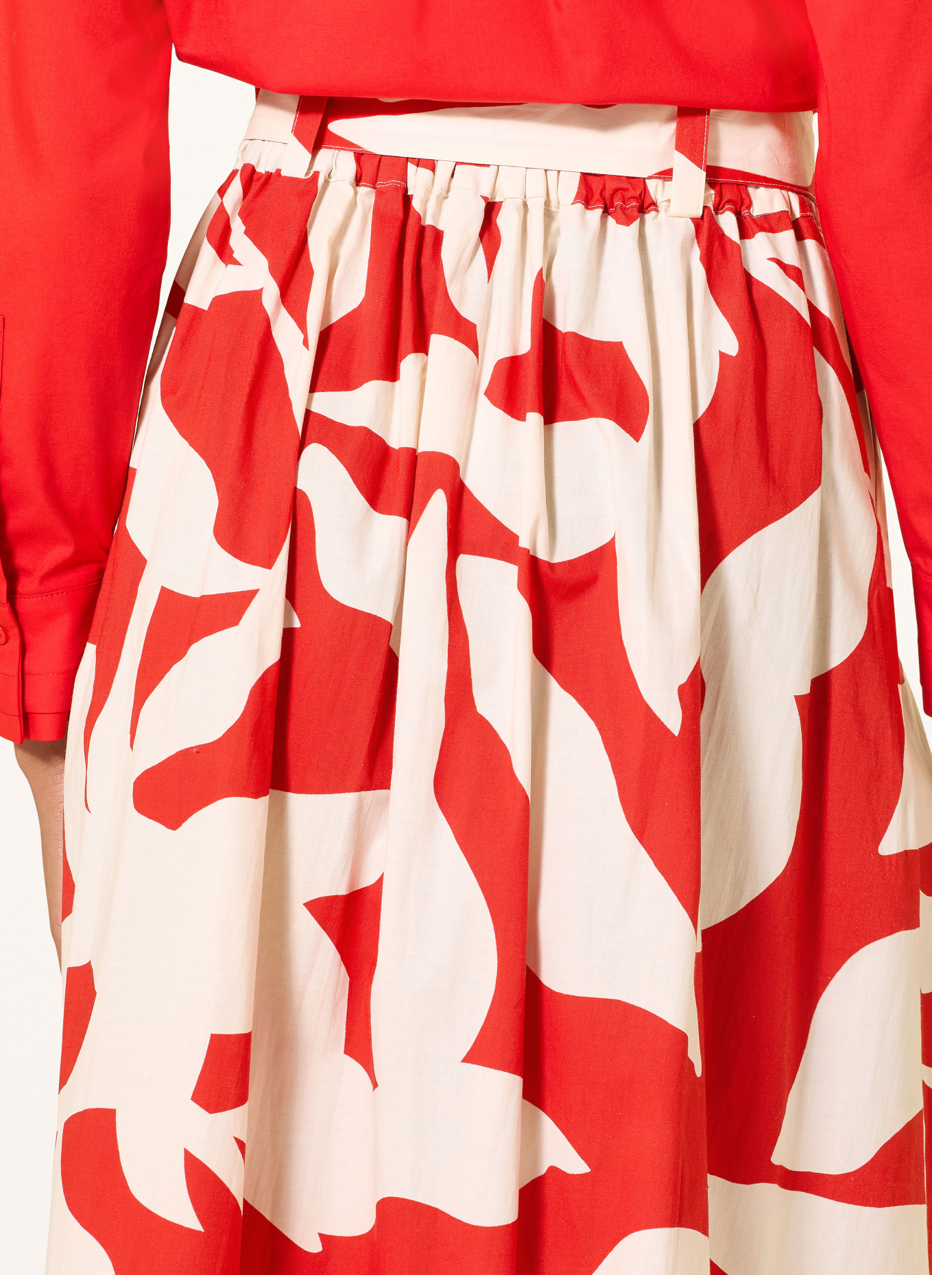 MORE & MORE Faltenrock: ROT / CREME