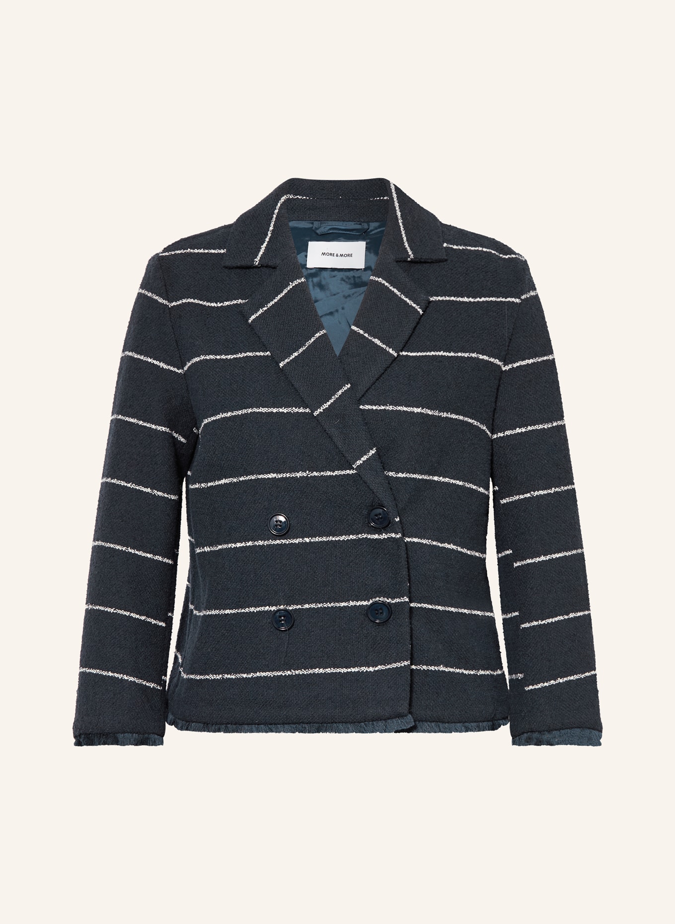 MORE & MORE Bouclé sako: TMAVĚ MODRÁ / KRÉMOVÁ