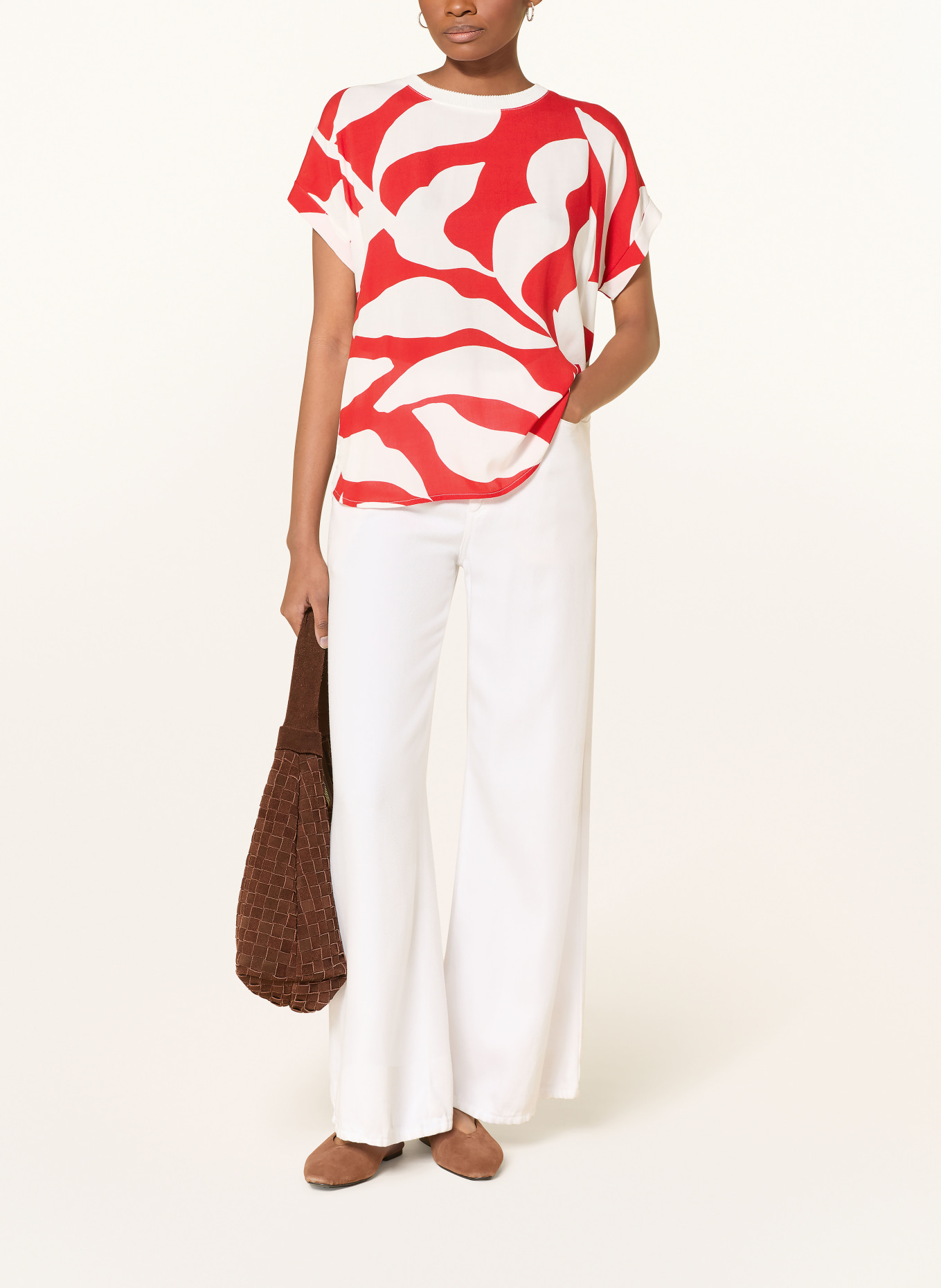 MORE & MORE Blusenshirt: ROT / CREME