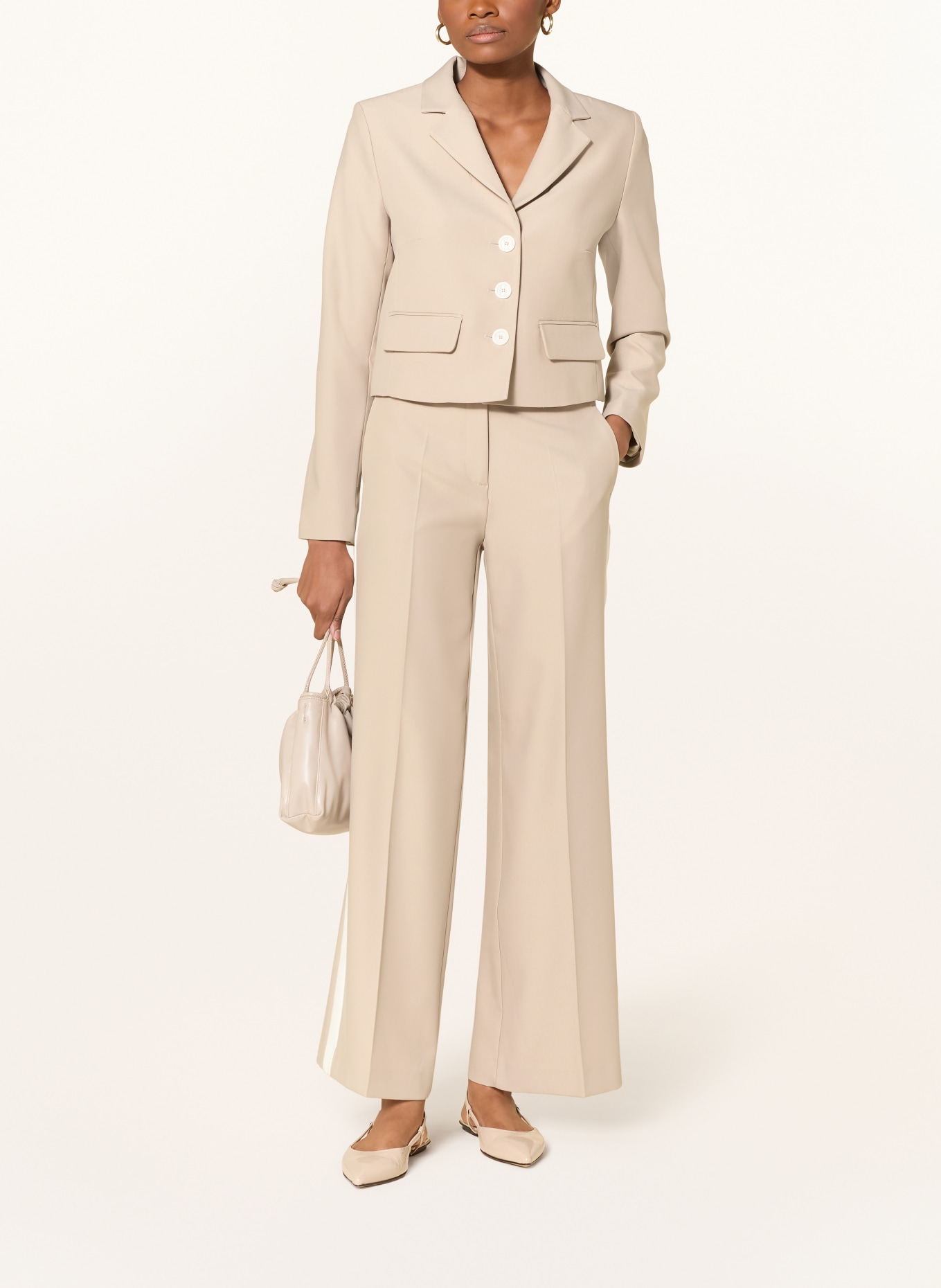 MORE & MORE kalhoty Marlene: BÉŽOVÁ / BÍLÁ