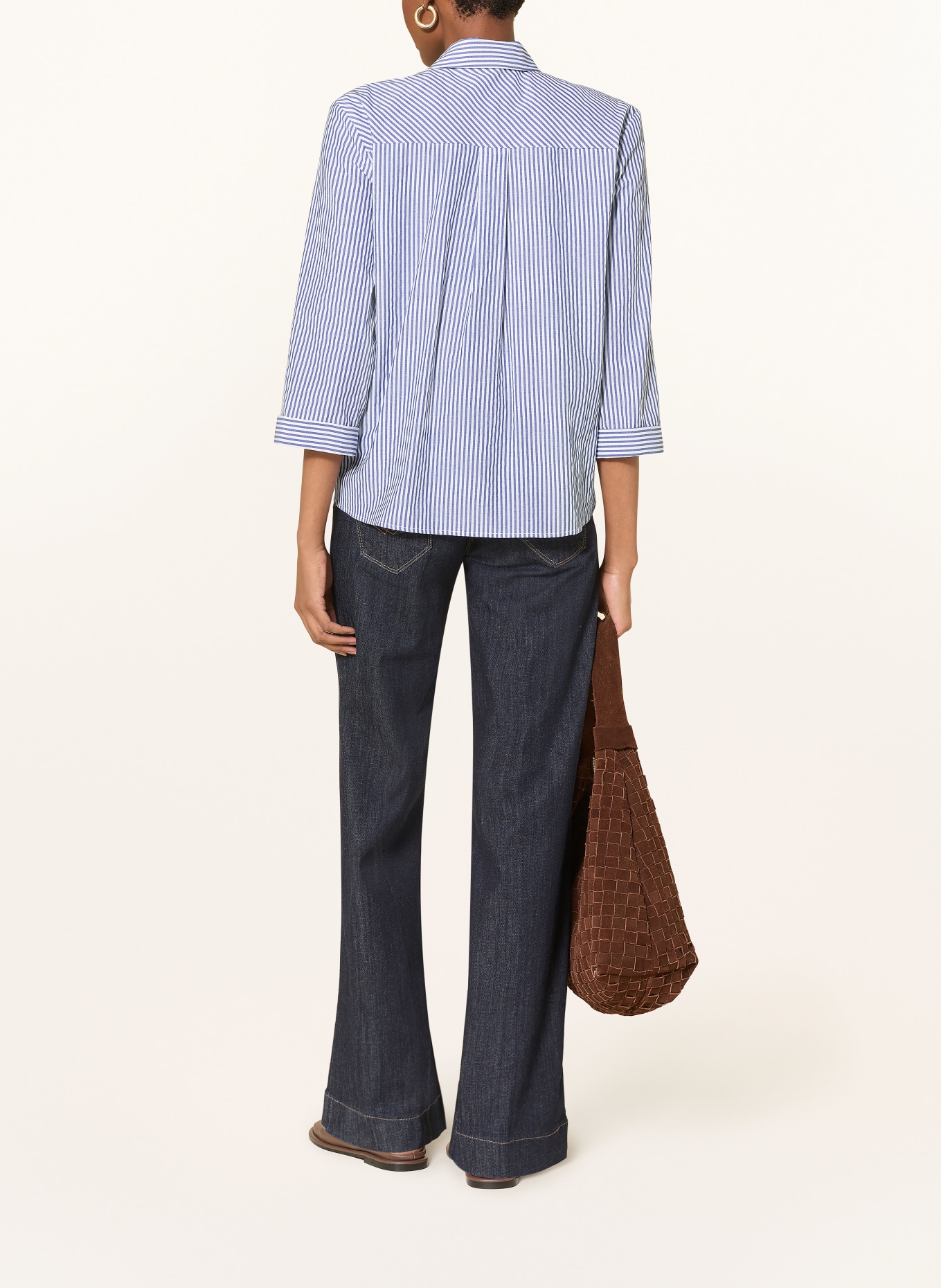 MORE & MORE Košile s 3/4 rukávem: TMAVĚ MODRÁ / BÍLÁ