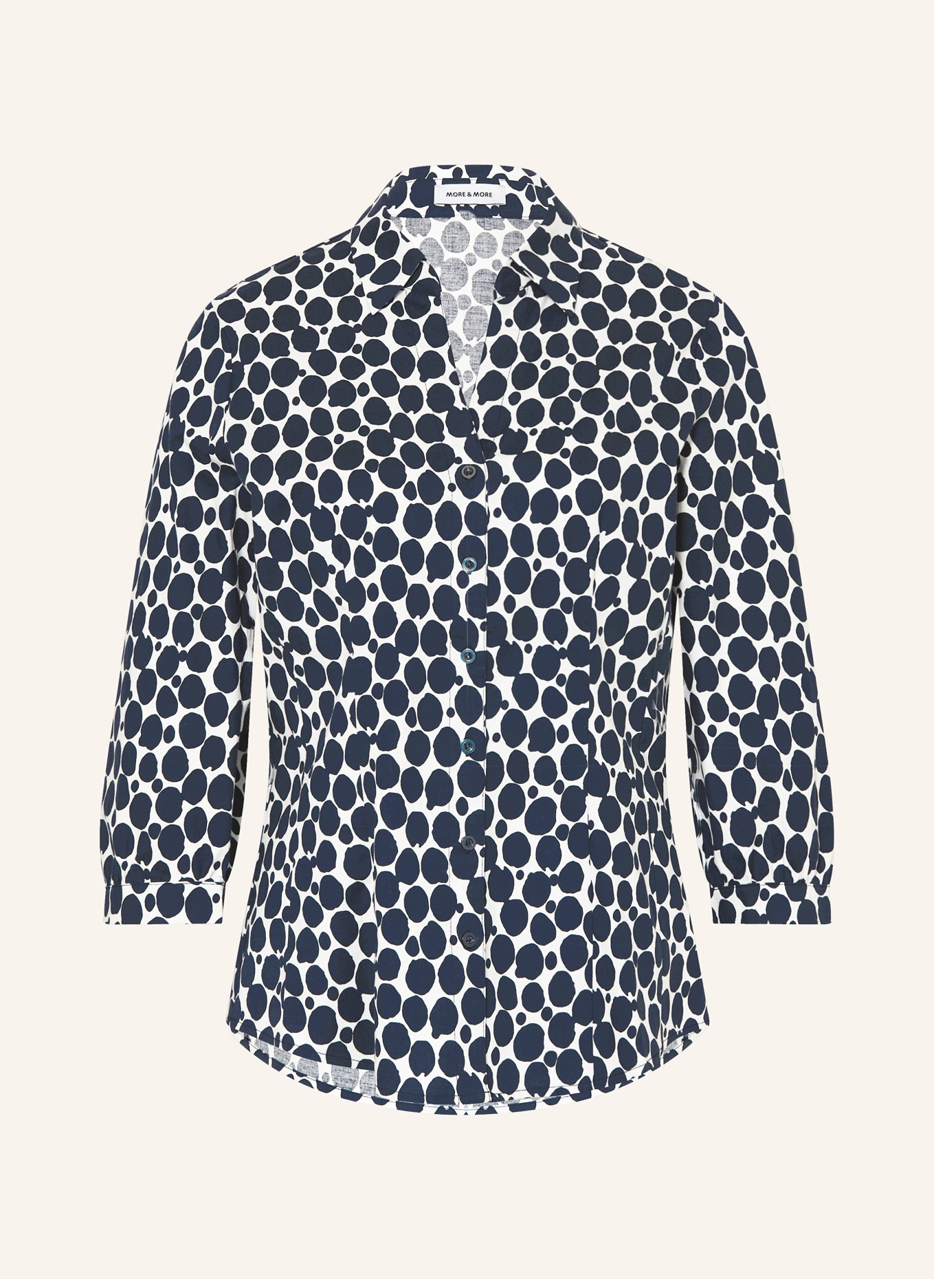 MORE & MORE Bluse mit 3/4-Arm: DUNKELBLAU / WEISS