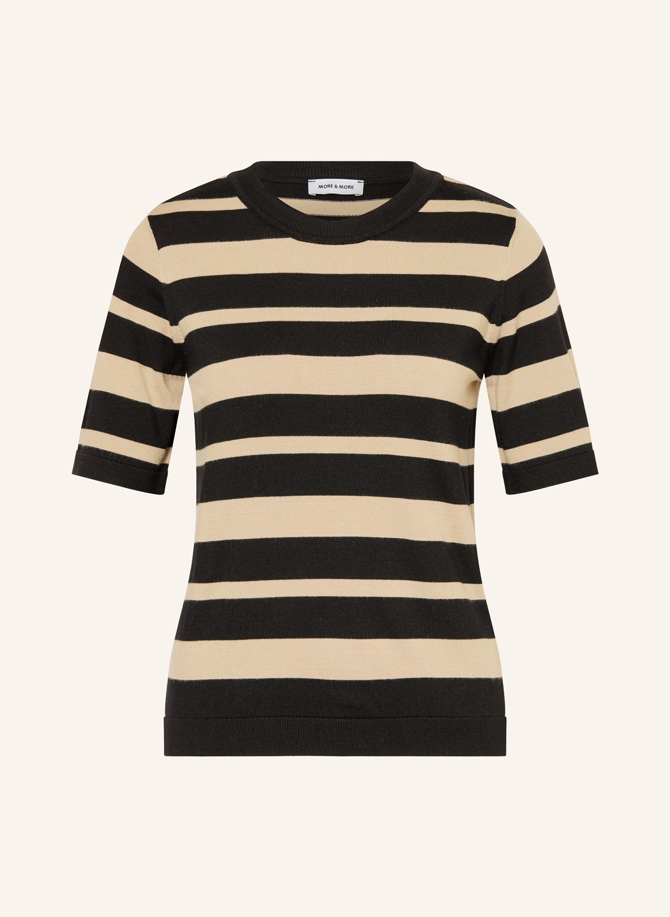 MORE & MORE Strickshirt: TAUPE / SCHWARZ