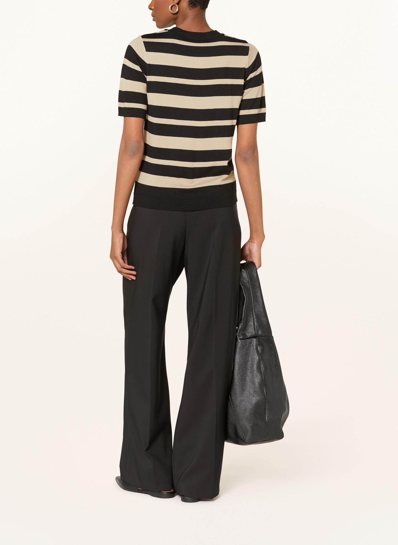 MORE & MORE Strickshirt: TAUPE / SCHWARZ