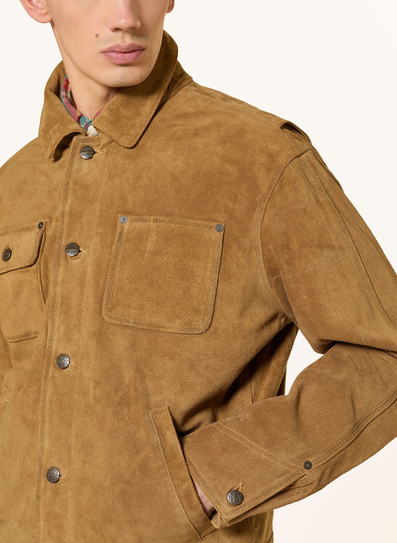 POLO RALPH LAUREN leather jacket: CAMEL