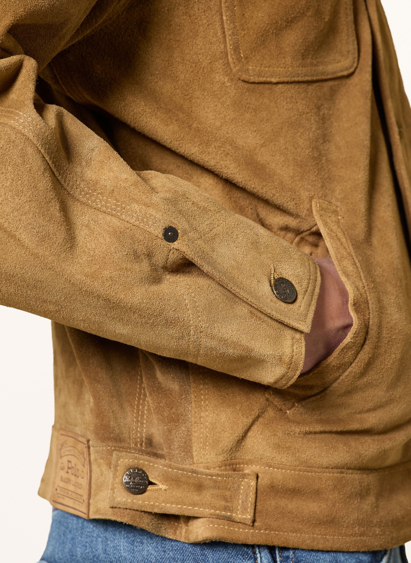 POLO RALPH LAUREN leather jacket: CAMEL