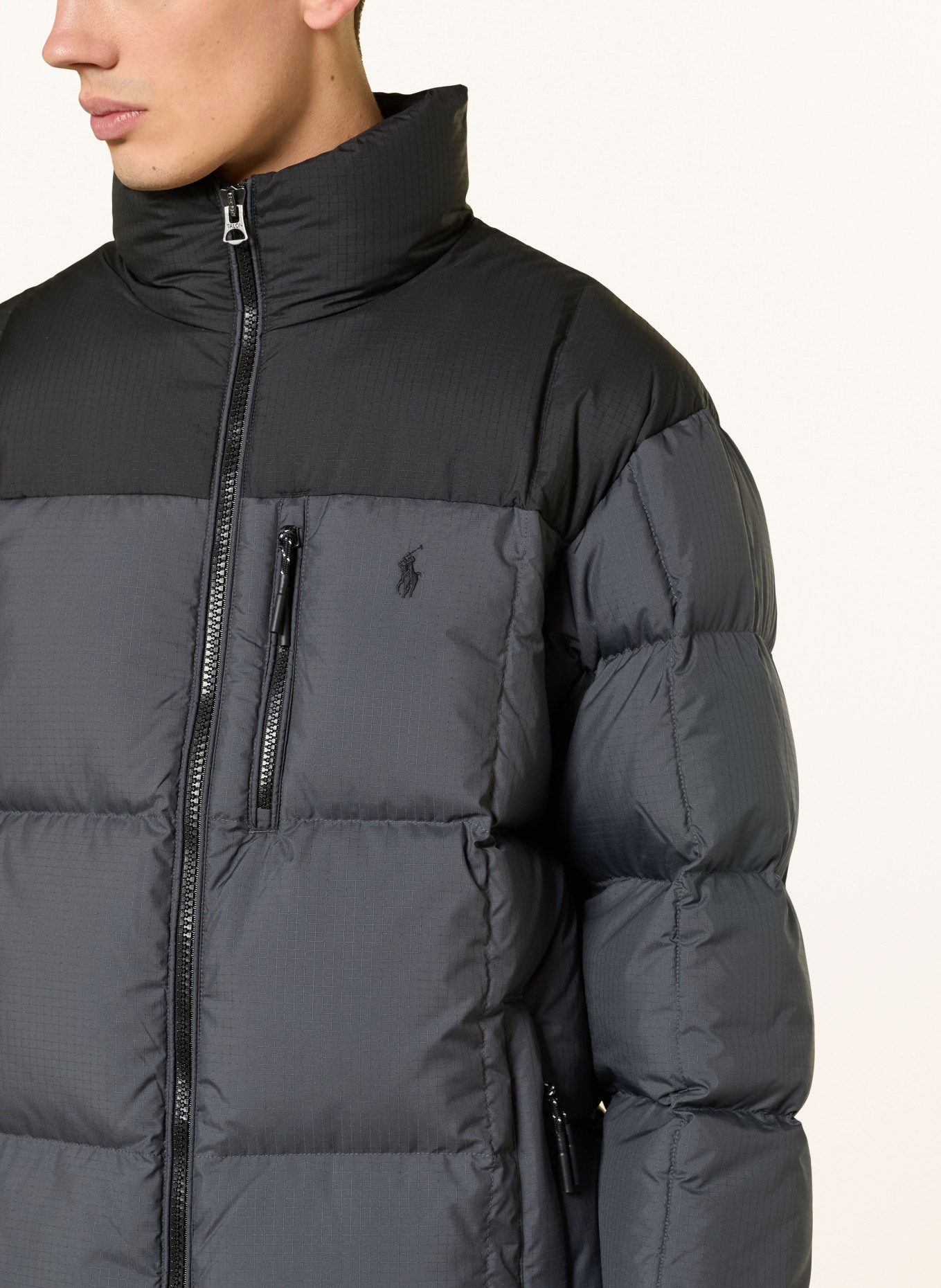POLO RALPH LAUREN down jacket: DARK GRAY / BLACK