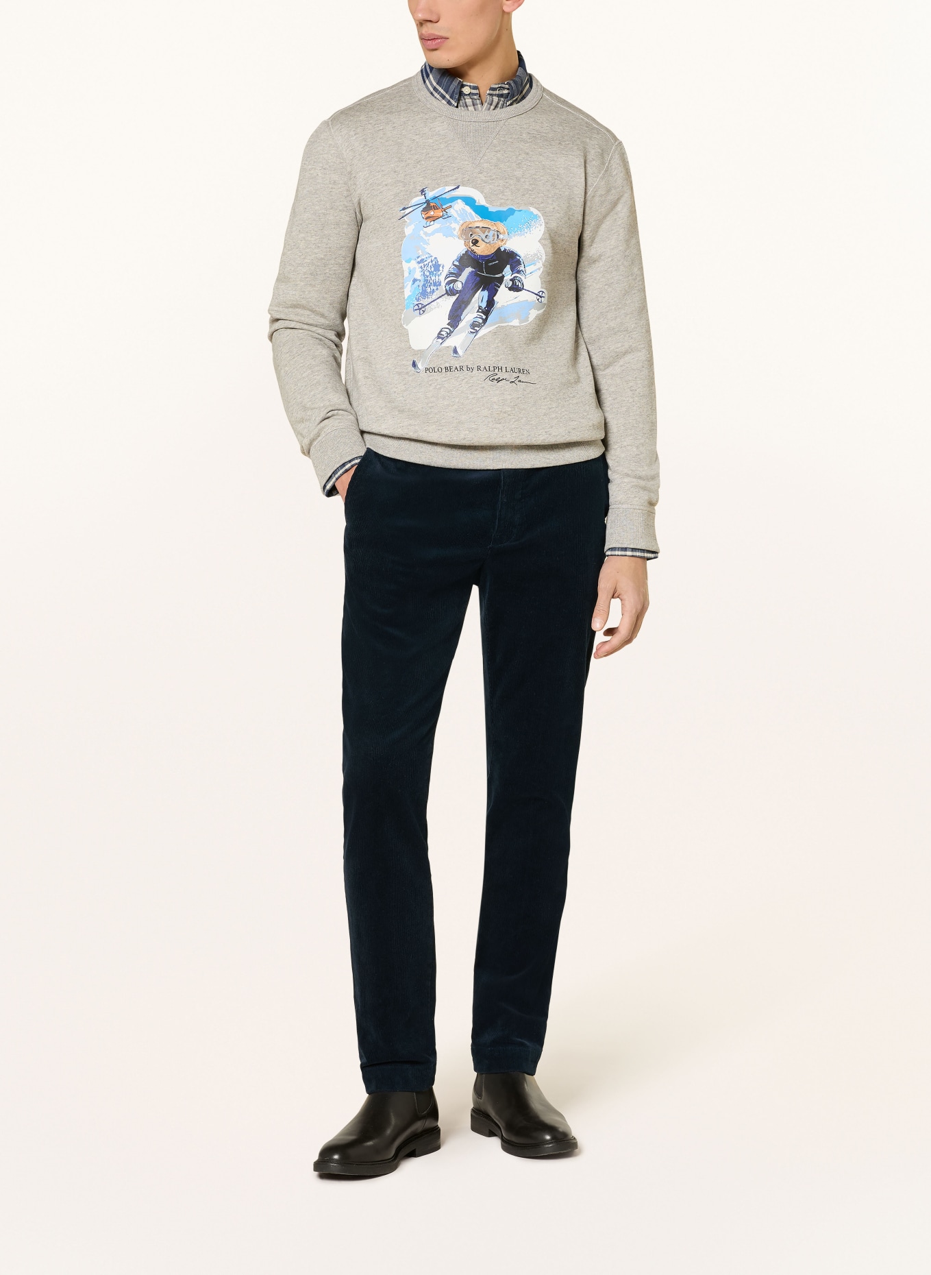POLO RALPH LAUREN sweatshirt: GRAY / BLUE / WHITE