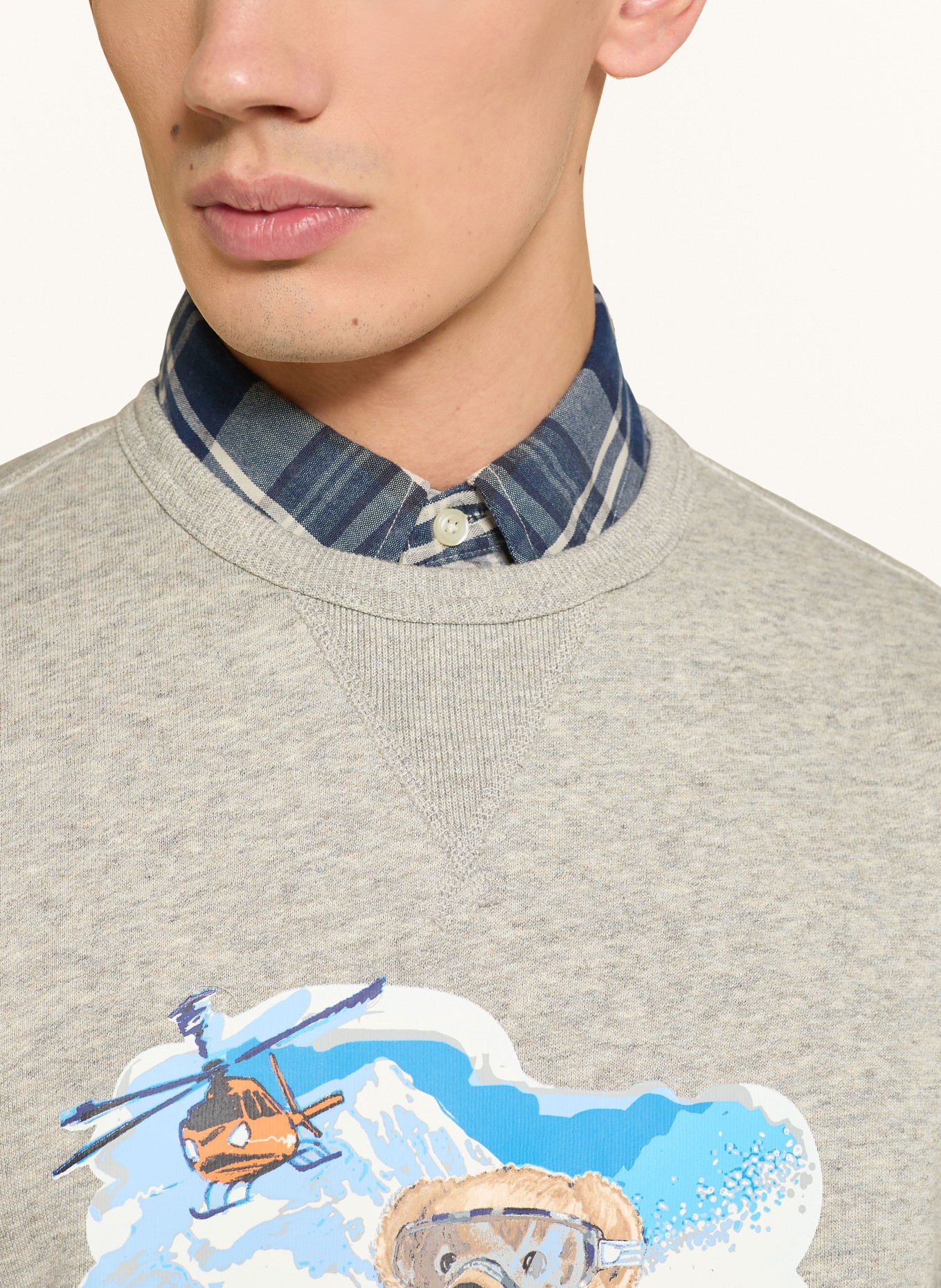 POLO RALPH LAUREN sweatshirt: GRAY / BLUE / WHITE