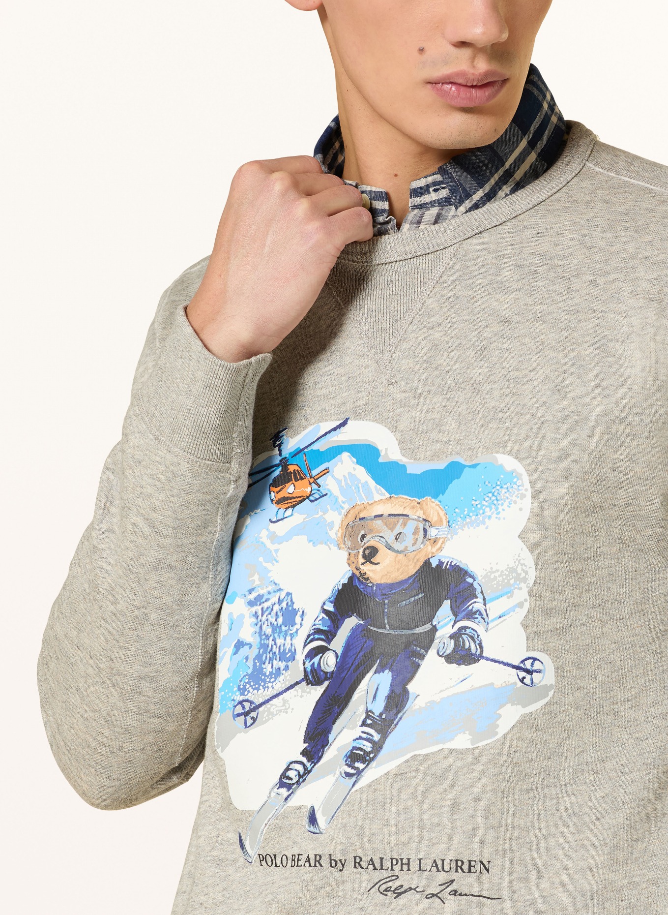 POLO RALPH LAUREN sweatshirt: GRAY / BLUE / WHITE