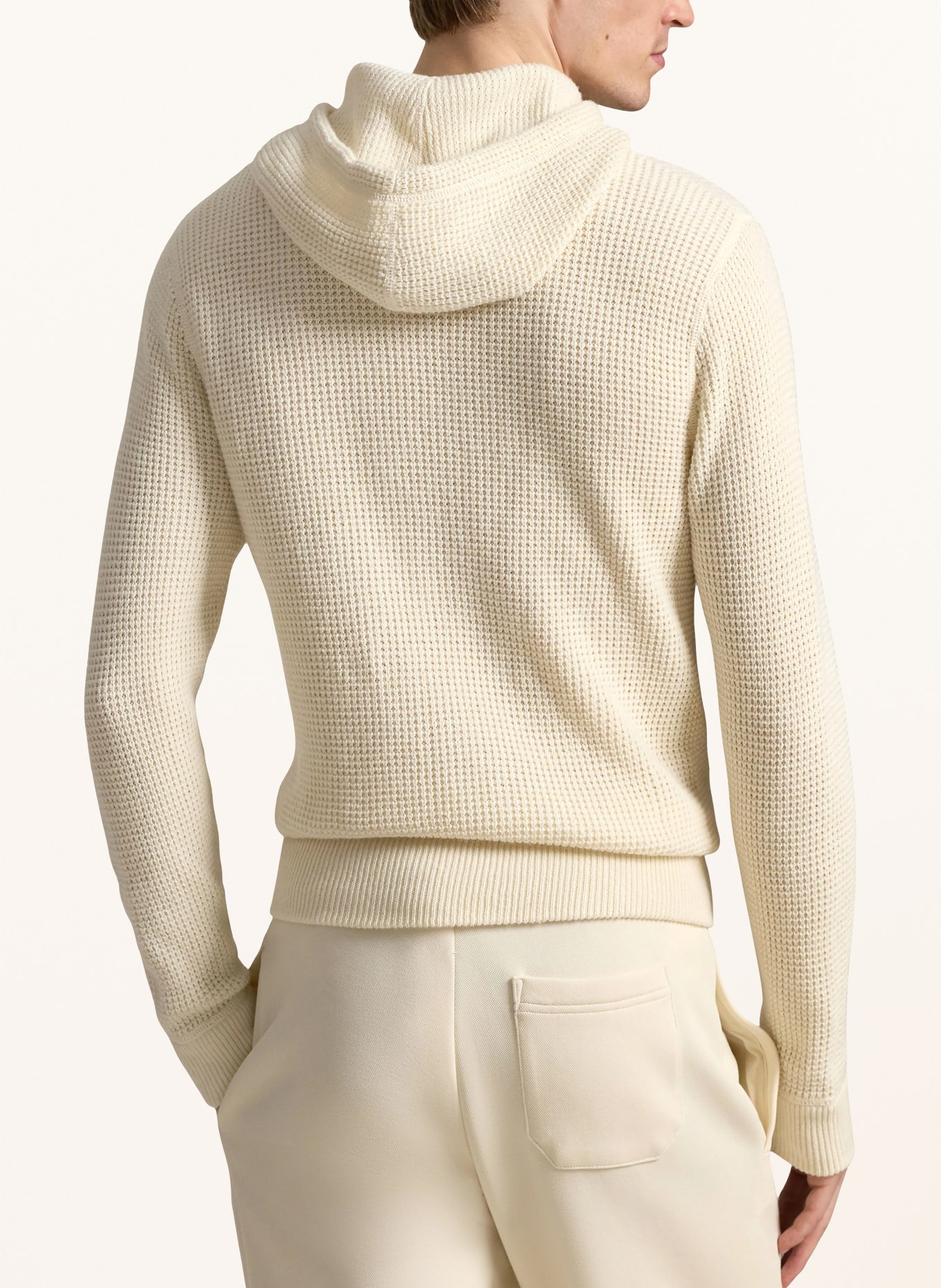 POLO RALPH LAUREN Pletená mikina s kapucí: KRÉMOVÁ