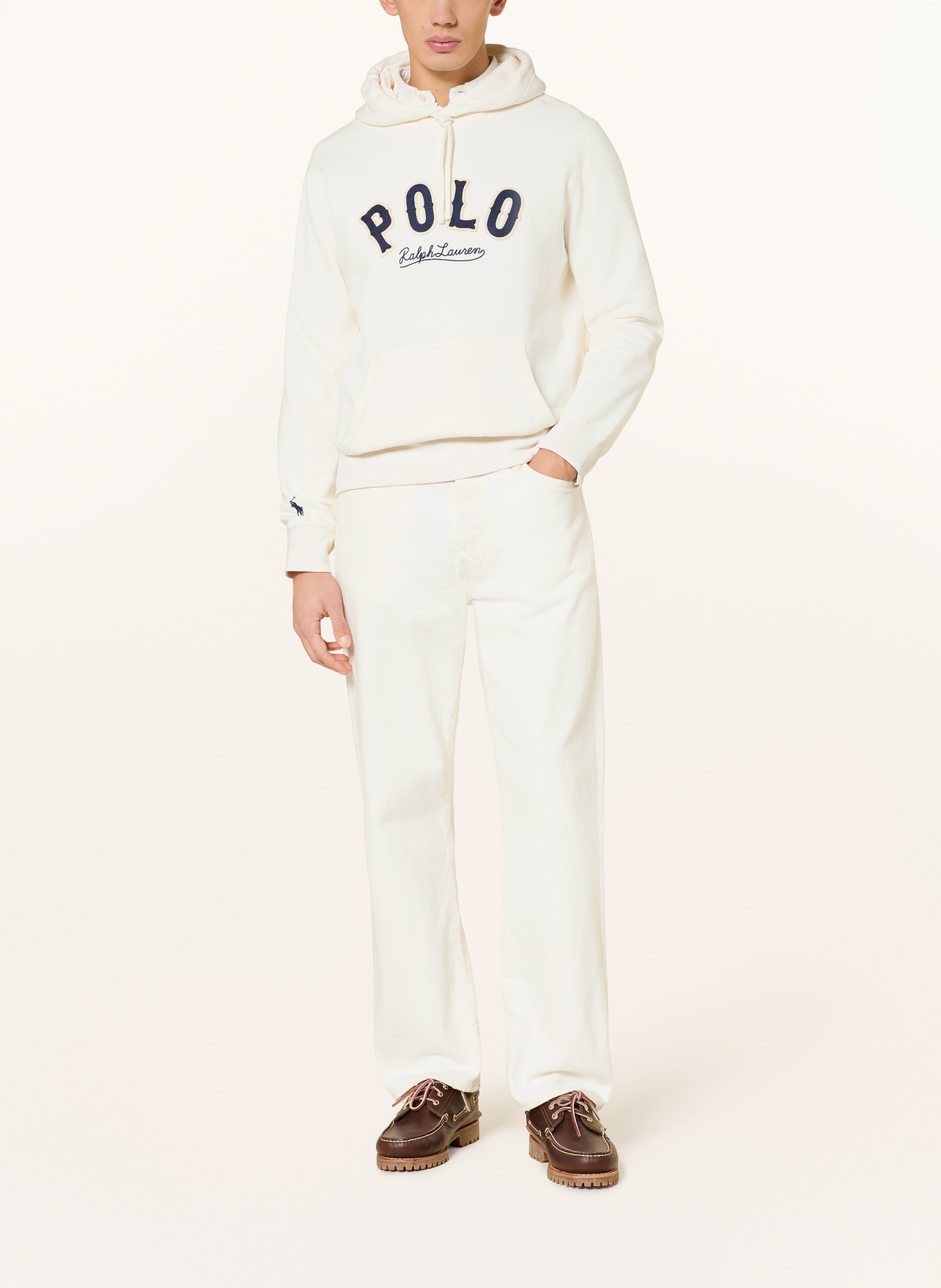 POLO RALPH LAUREN Hoodie: WEISS / DUNKELBLAU