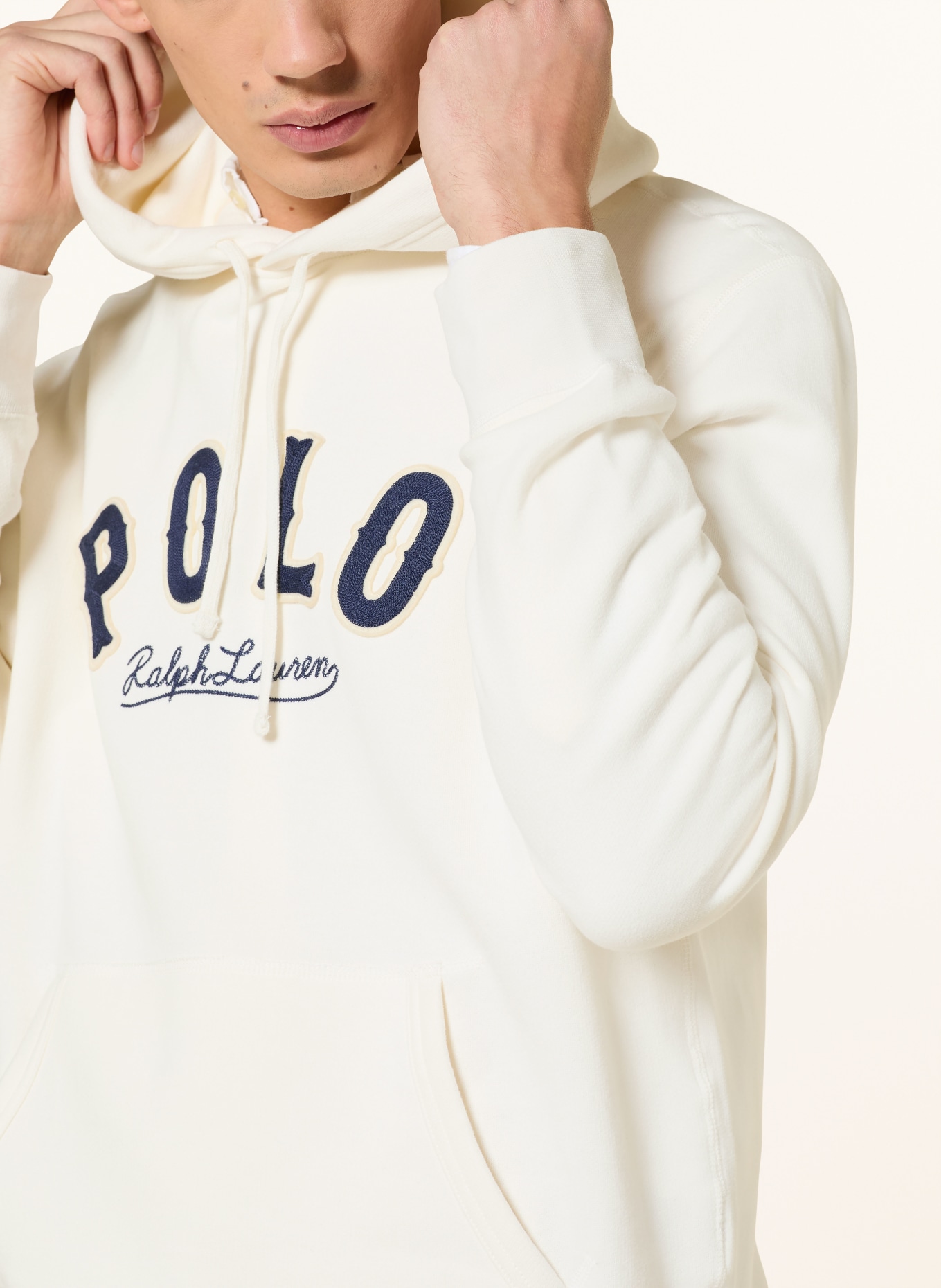 POLO RALPH LAUREN Hoodie: WEISS / DUNKELBLAU