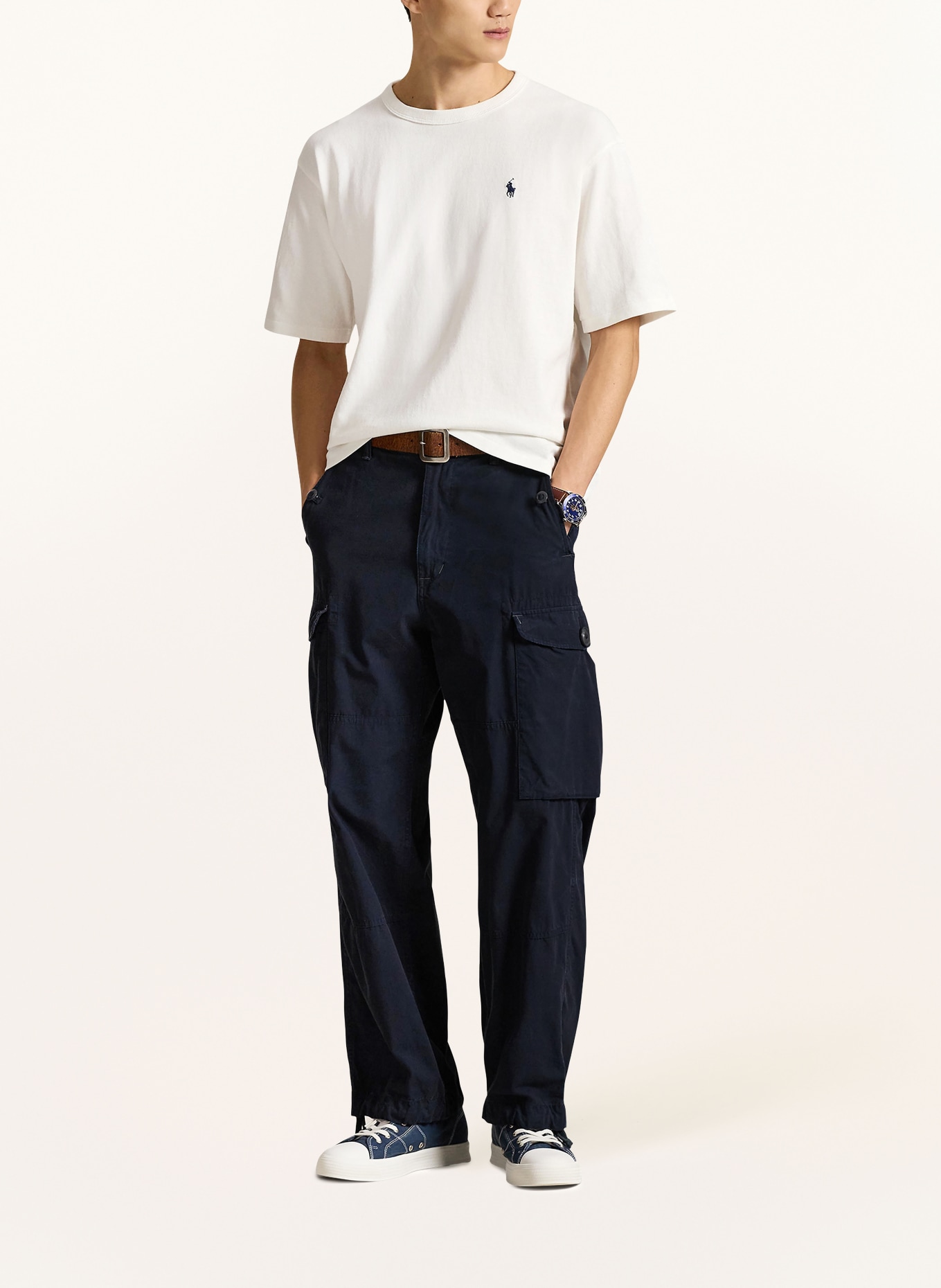 POLO RALPH LAUREN tričko: BÍLÁ / MODRÁ