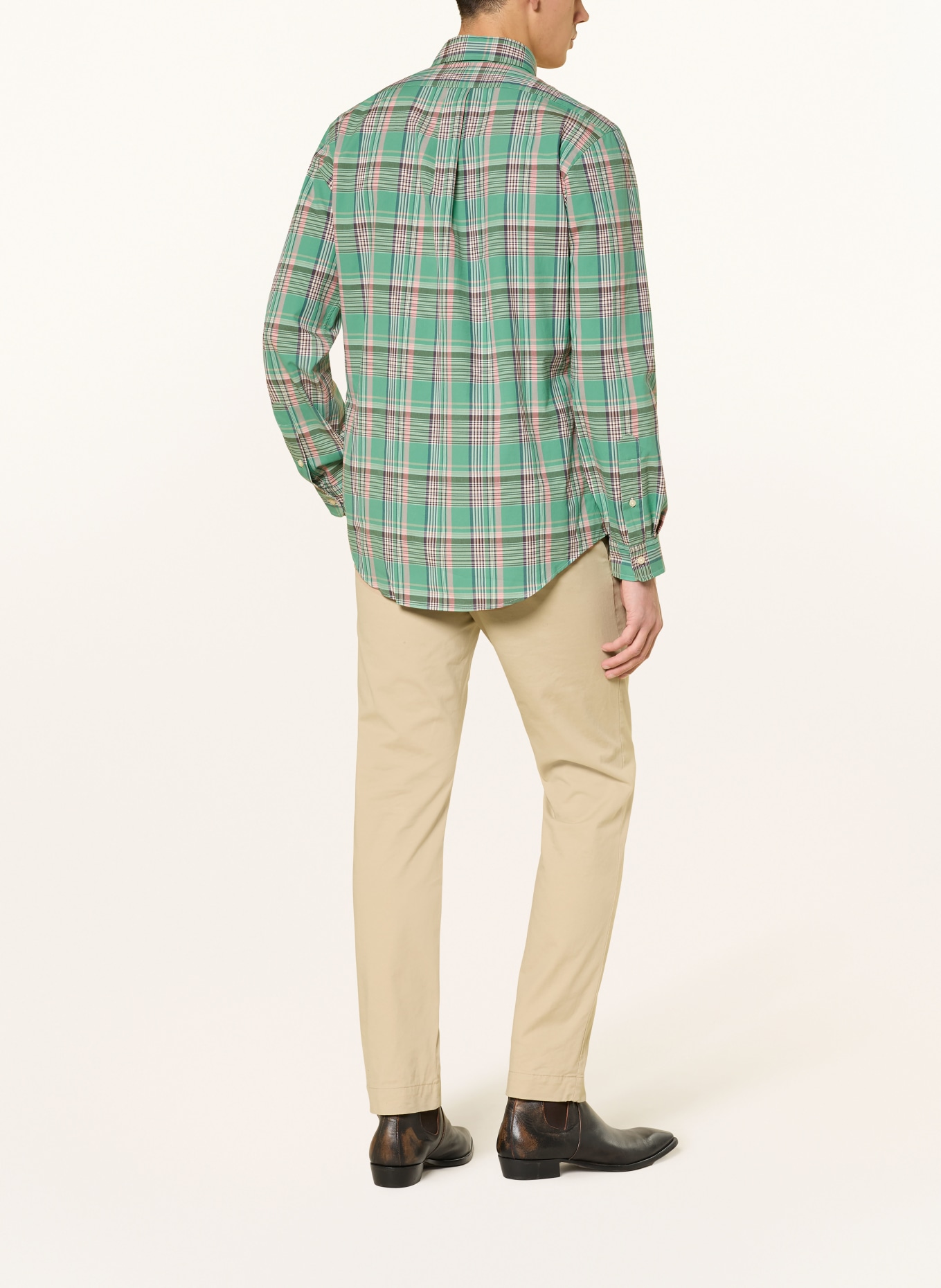 POLO RALPH LAUREN Chemise Custom Fit: VERT / SAUMON / BLEU