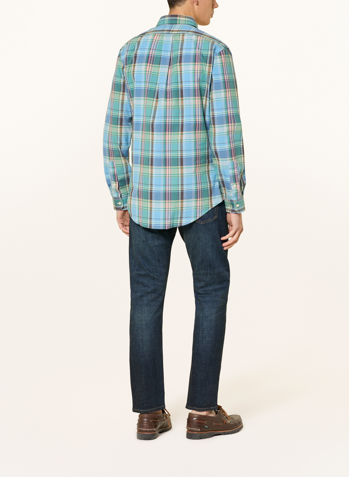 POLO RALPH LAUREN Chemise Custom Fit: VERT / BLEU CLAIR