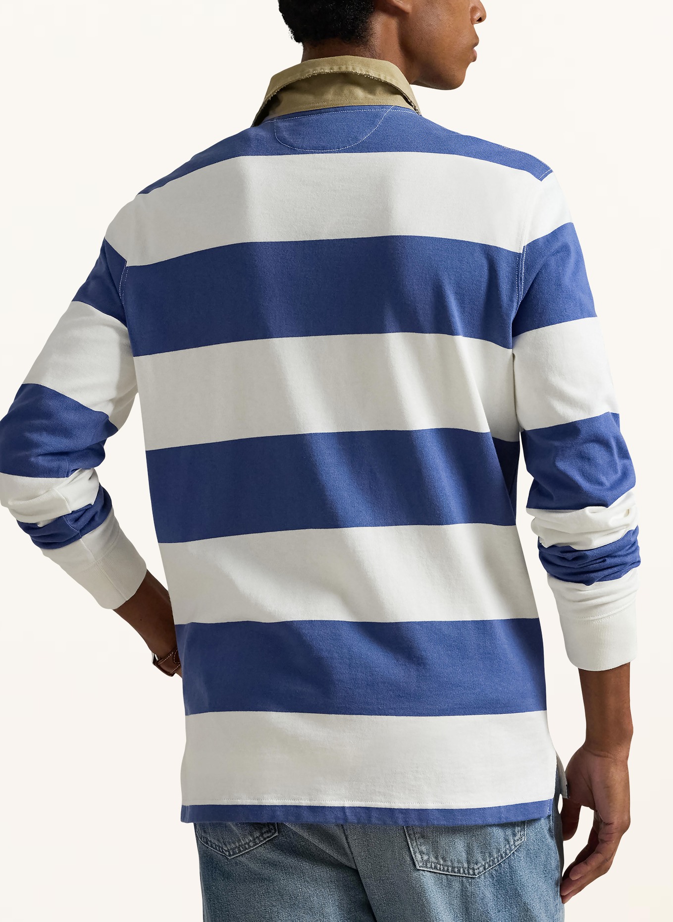 POLO RALPH LAUREN rugby shirt: ECRU / BLUE