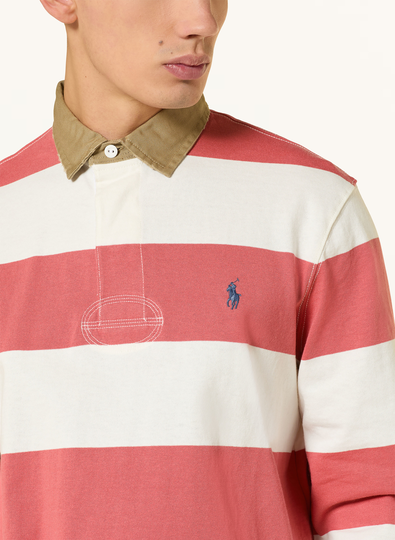 POLO RALPH LAUREN Rugbyshirt: ECRU / ROT