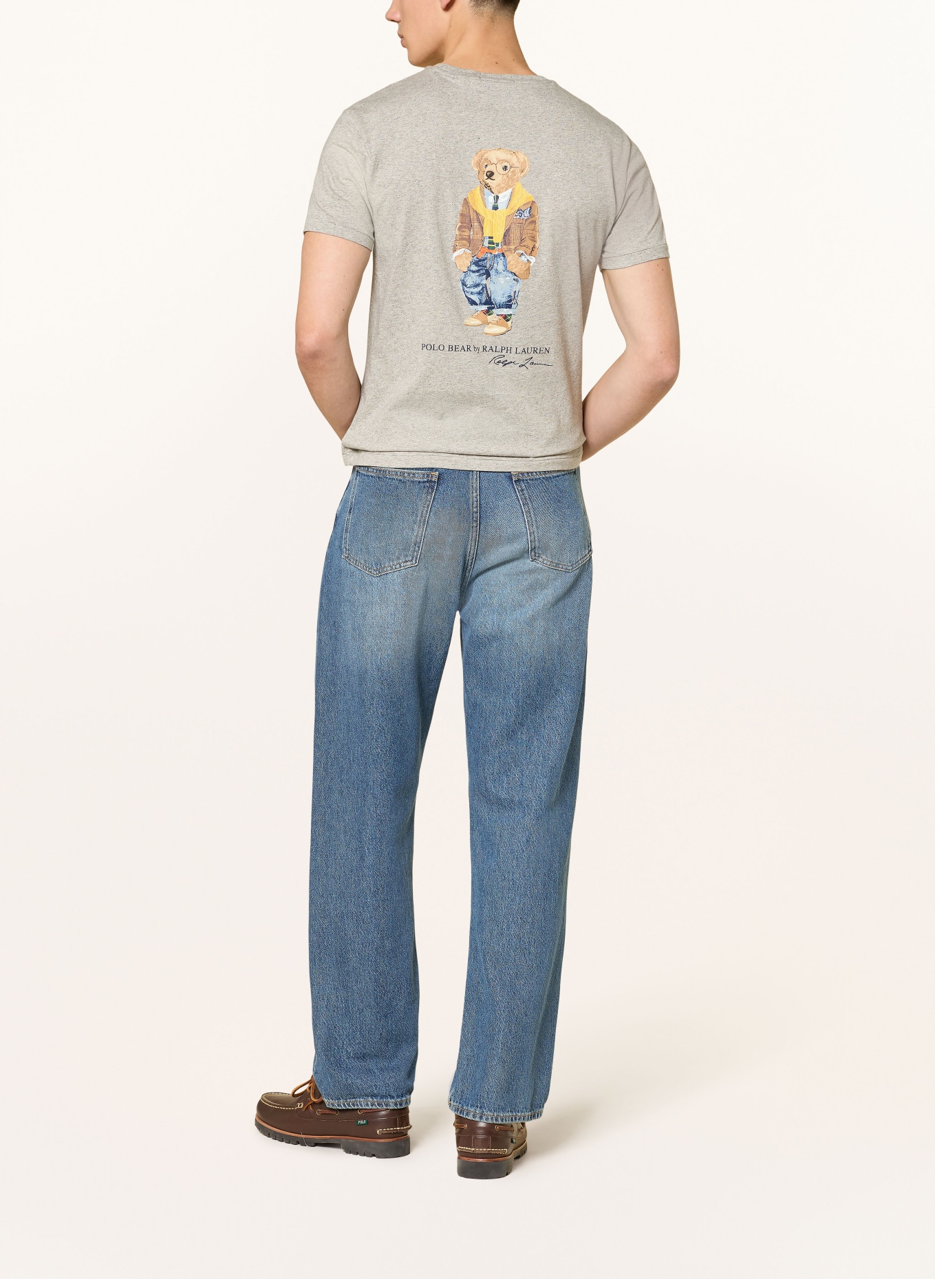 POLO RALPH LAUREN T-Shirt: GRAU / BEIGE / DUNKELGELB