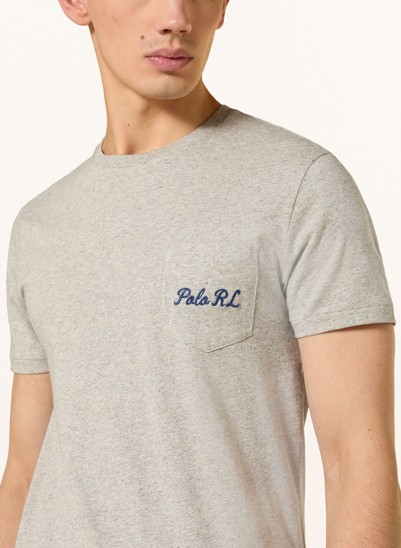 POLO RALPH LAUREN T-Shirt: GRAU / BEIGE / DUNKELGELB