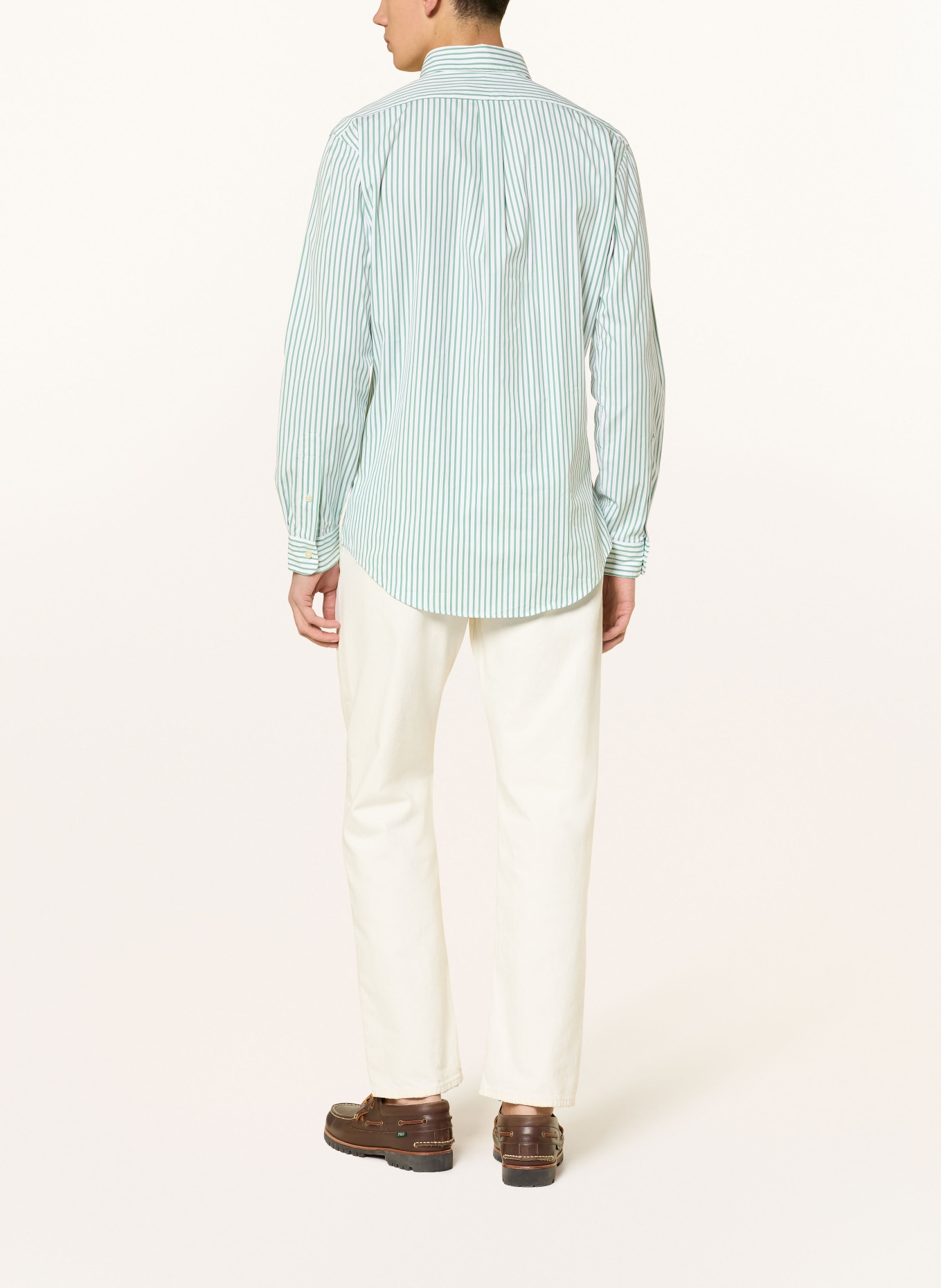 POLO RALPH LAUREN Chemise Custom Fit: BLANC / VERT